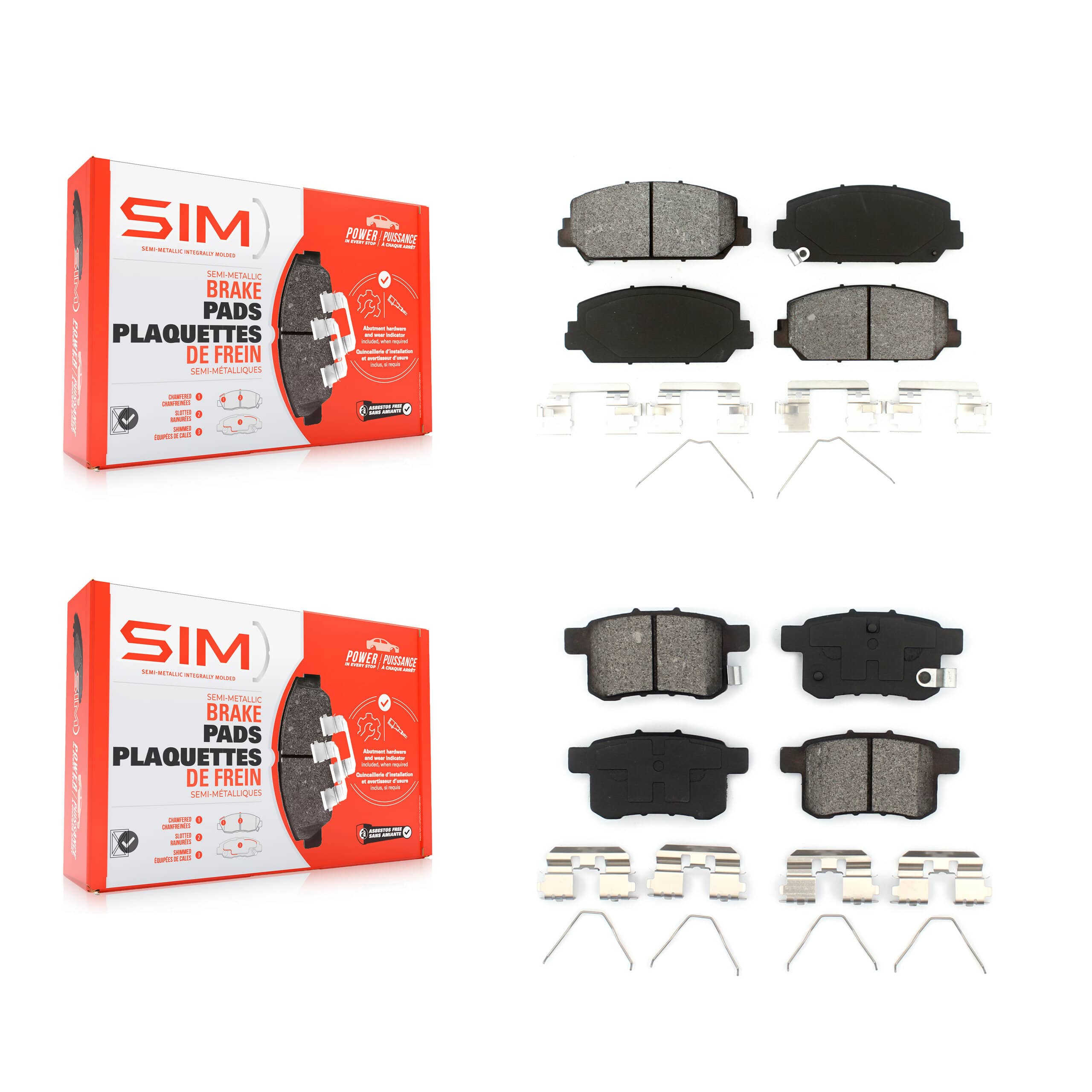 SIM - KSM-100213 - Front and Rear Disc Brake Pad Kits