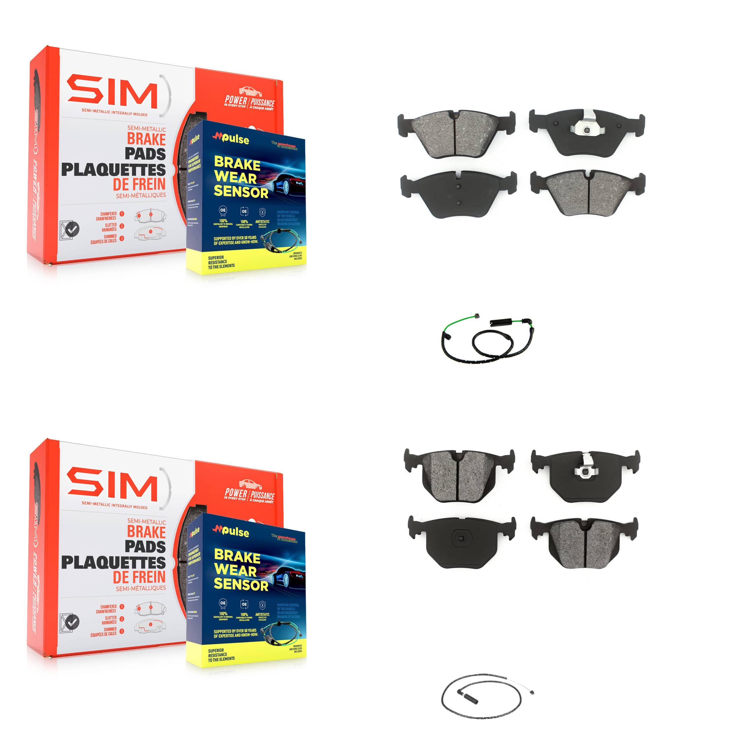 SIM - KSW-100869 - Front and Rear Disc Brake Pad Kits
