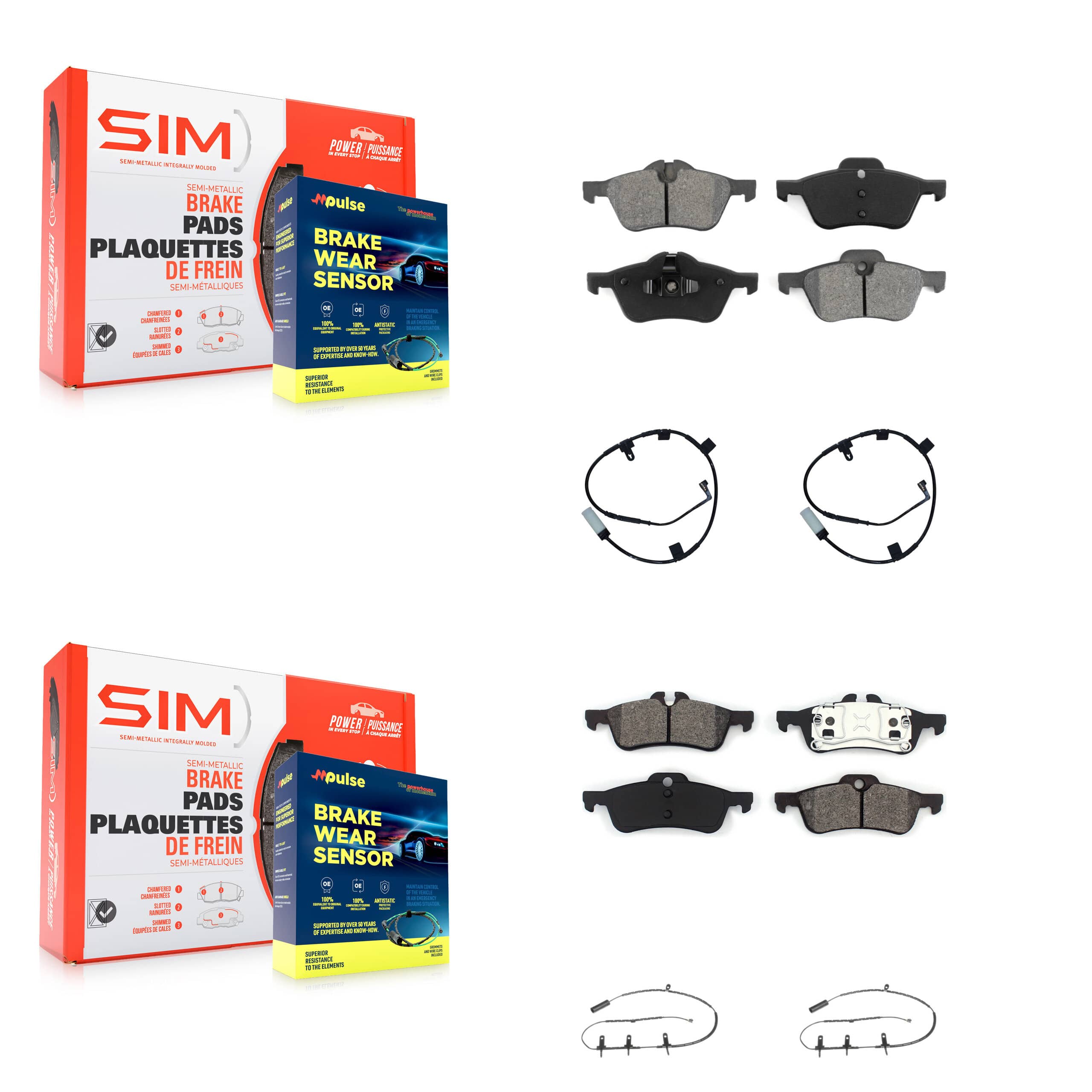 SIM - KSW-100873 - Front and Rear Disc Brake Pad Kits