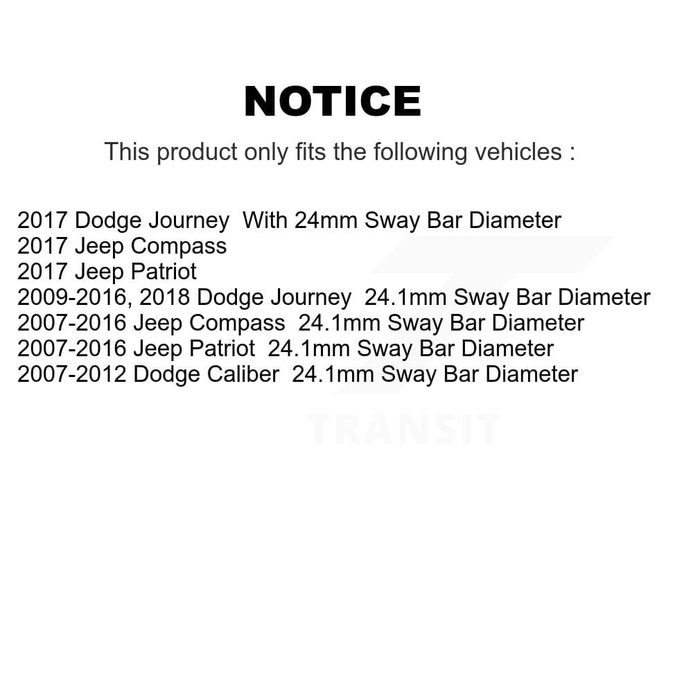 Top Quality - 72-K200216 - Front To Frame Suspension Stabilizer Bar Bushing Kit image 2
