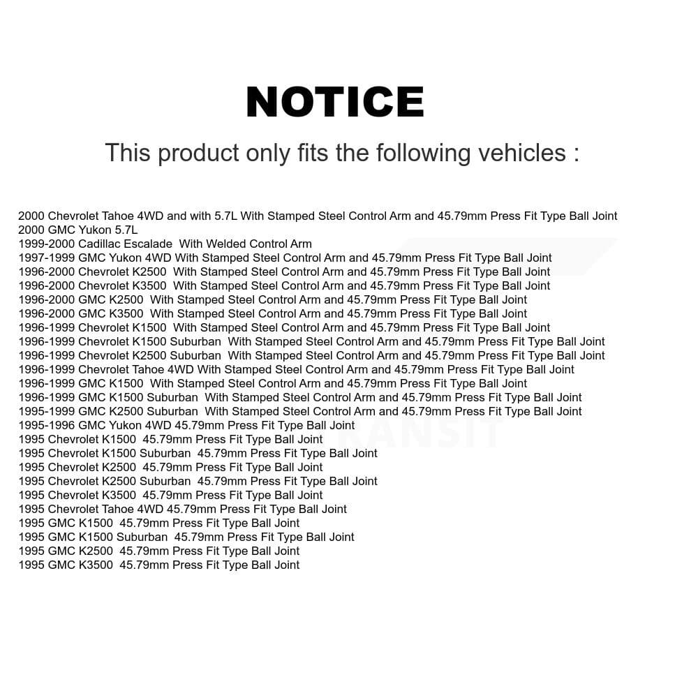 TOR - KTR-101193 - Front Lower Suspension Ball Joint Kits image 2