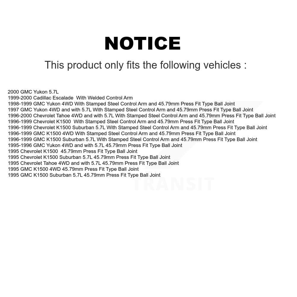 TOR - KTR-101787 - Front Suspension Ball Joint Kits image 2