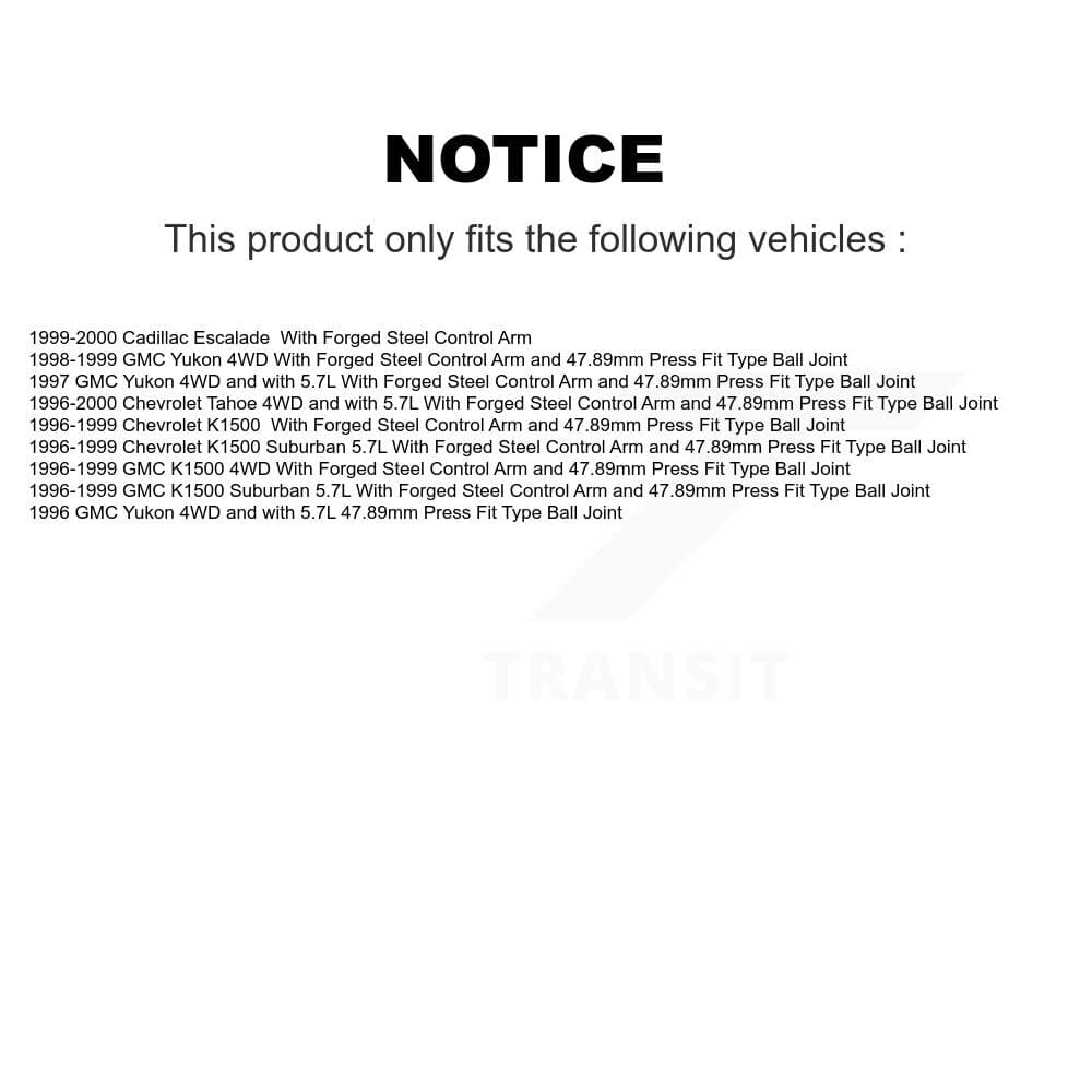 TOR - KTR-101788 - Front Suspension Ball Joint Kits image 2