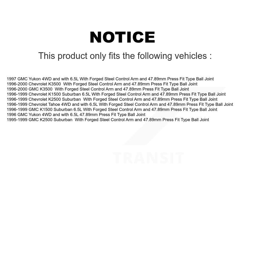 TOR - KTR-101792 - Front Suspension Ball Joint Kits image 2