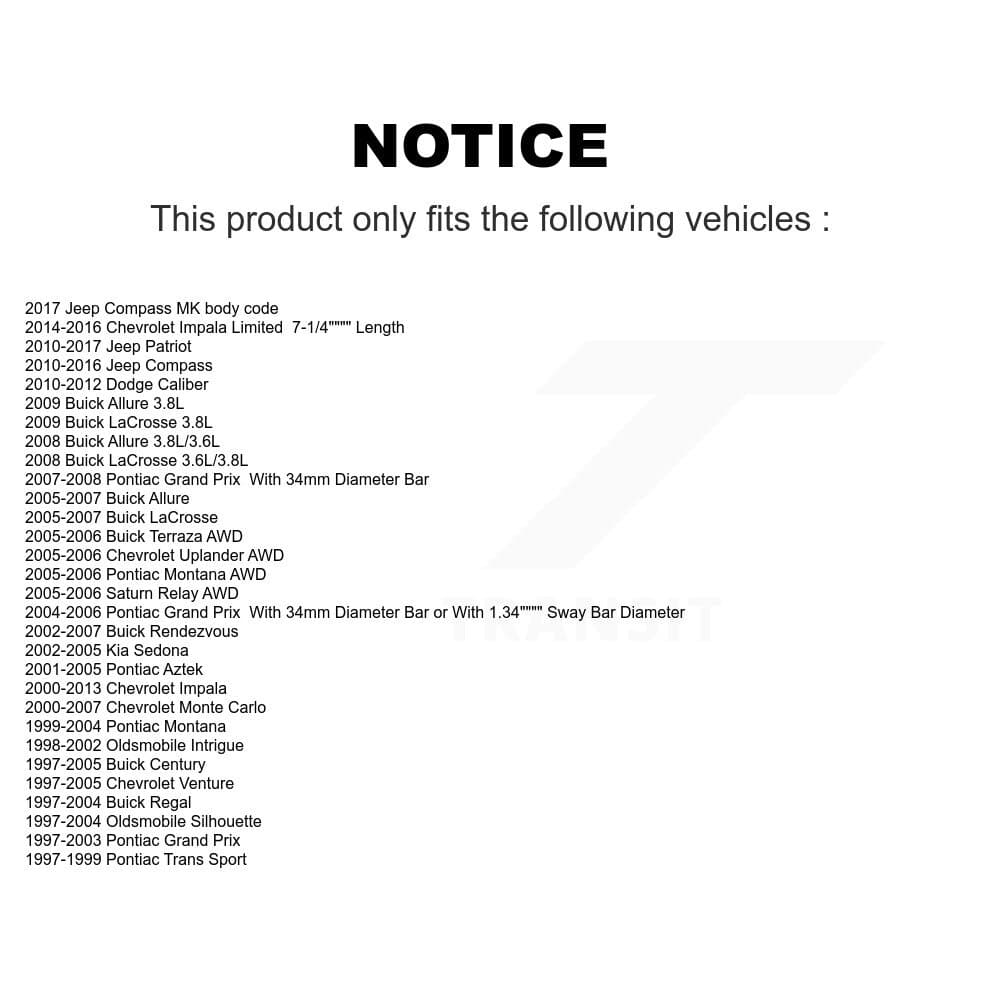 TOR - TOR-K5342 - Front Suspension Stabilizer Bar Link Kit image 2