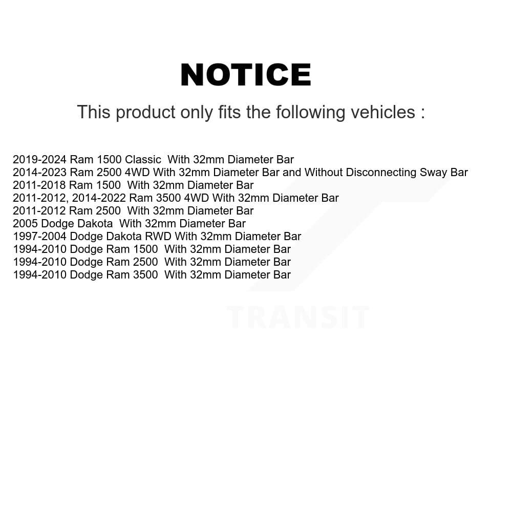 TOR - TOR-K7353 - Front To Frame Suspension Stabilizer Bar Bushing Kit image 2