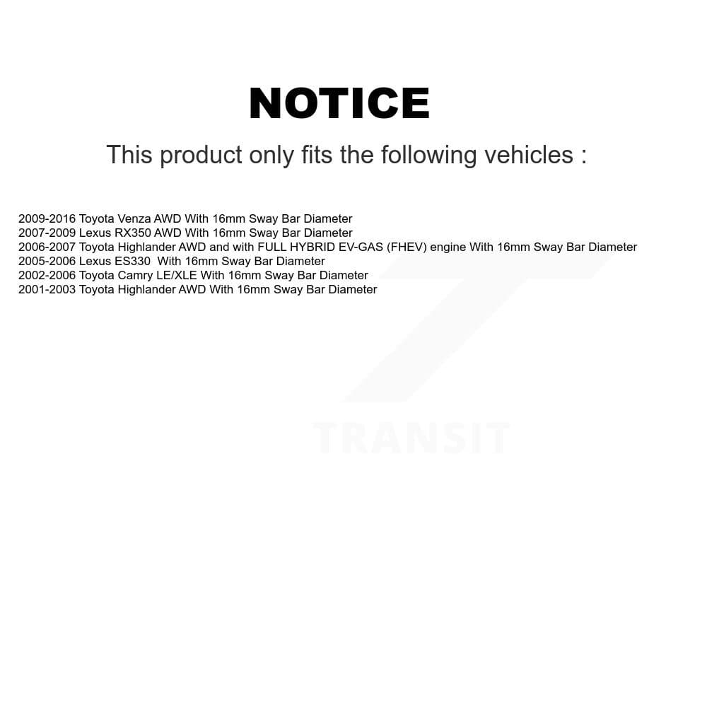 TOR - TOR-K90522 - Rear To Frame Suspension Stabilizer Bar Bushing Kit image 2