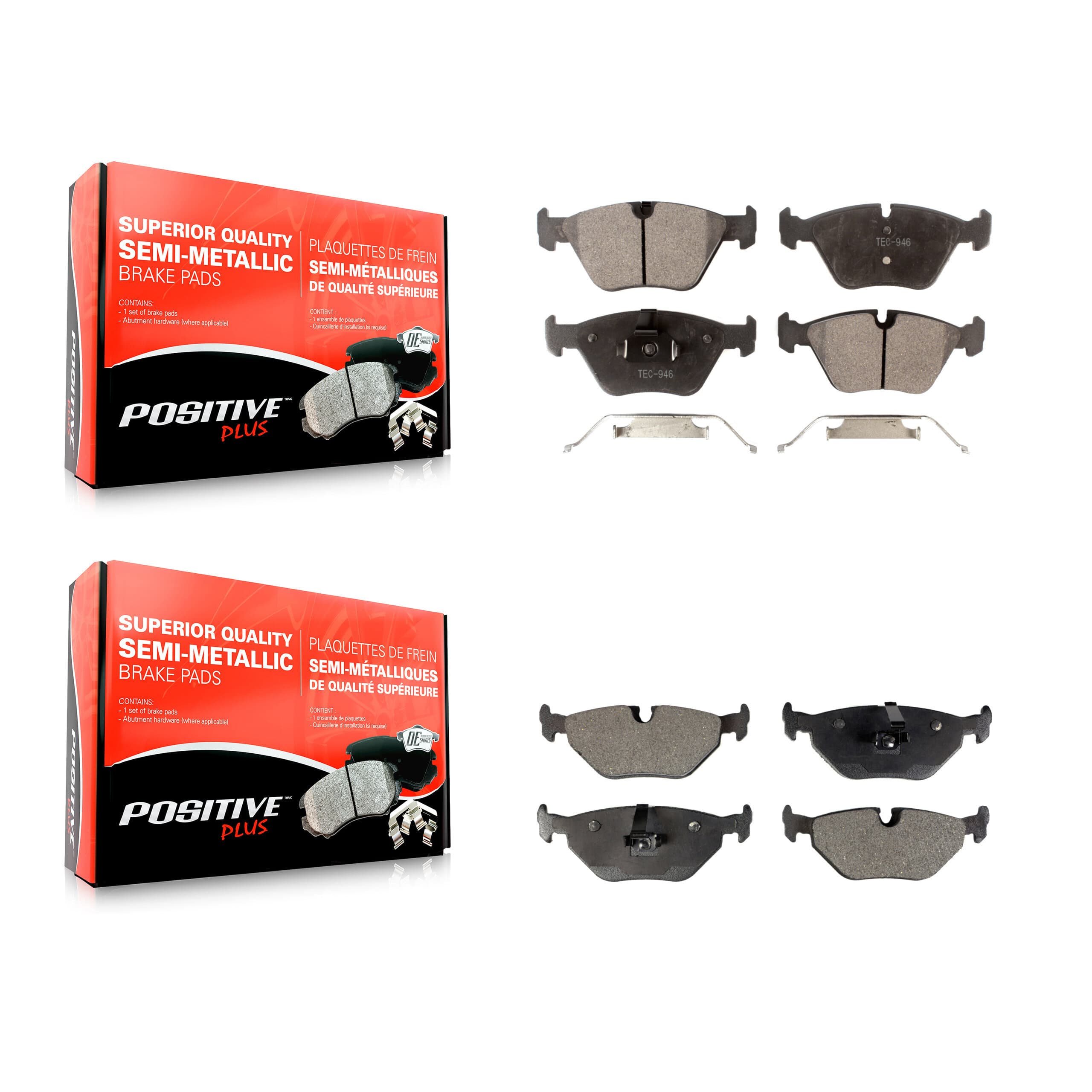 Positive Plus - KPF-100444 - Front and Rear Disc Brake Pad Kits image 1