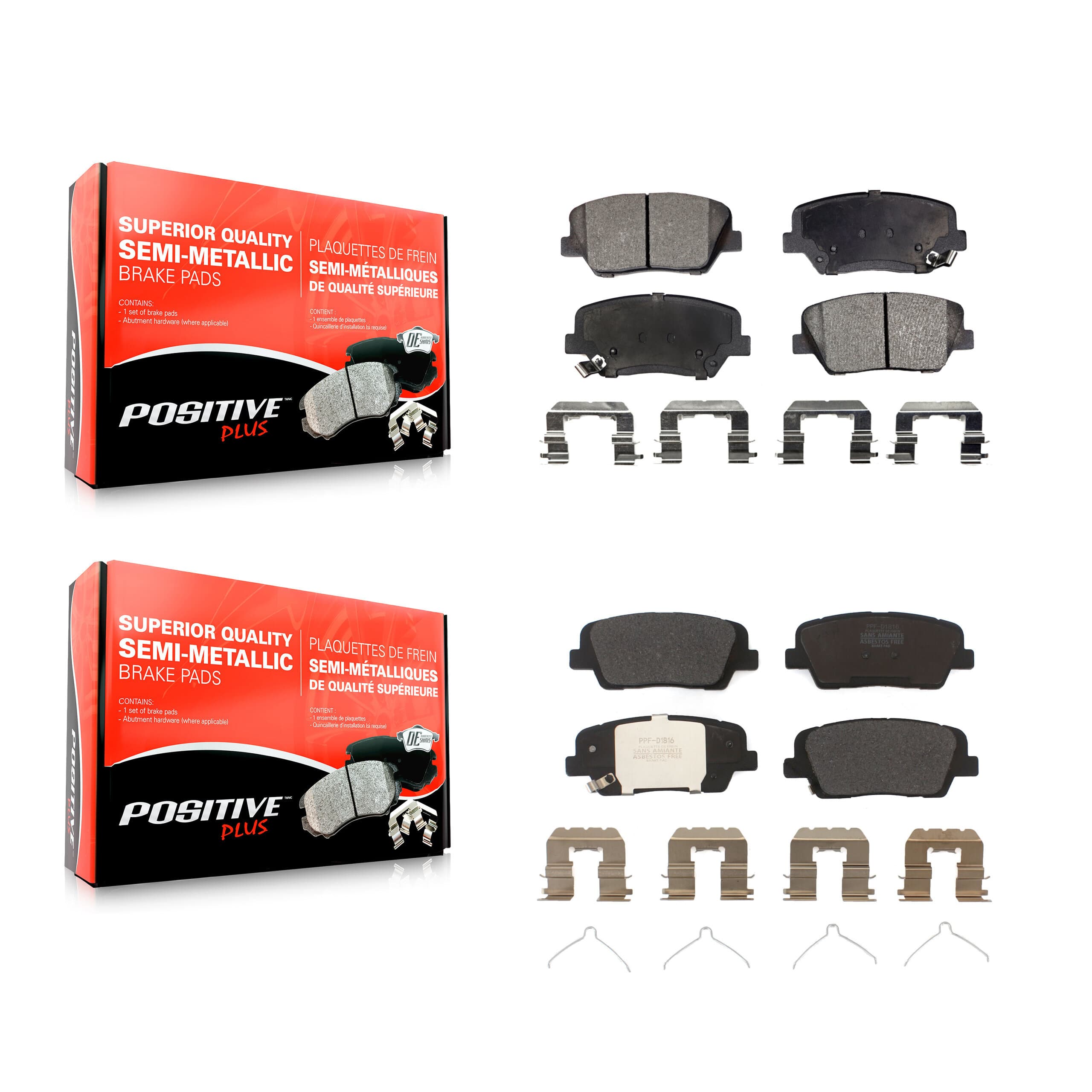 Positive Plus - KPF-100502 - Front and Rear Disc Brake Pad Kits image 1