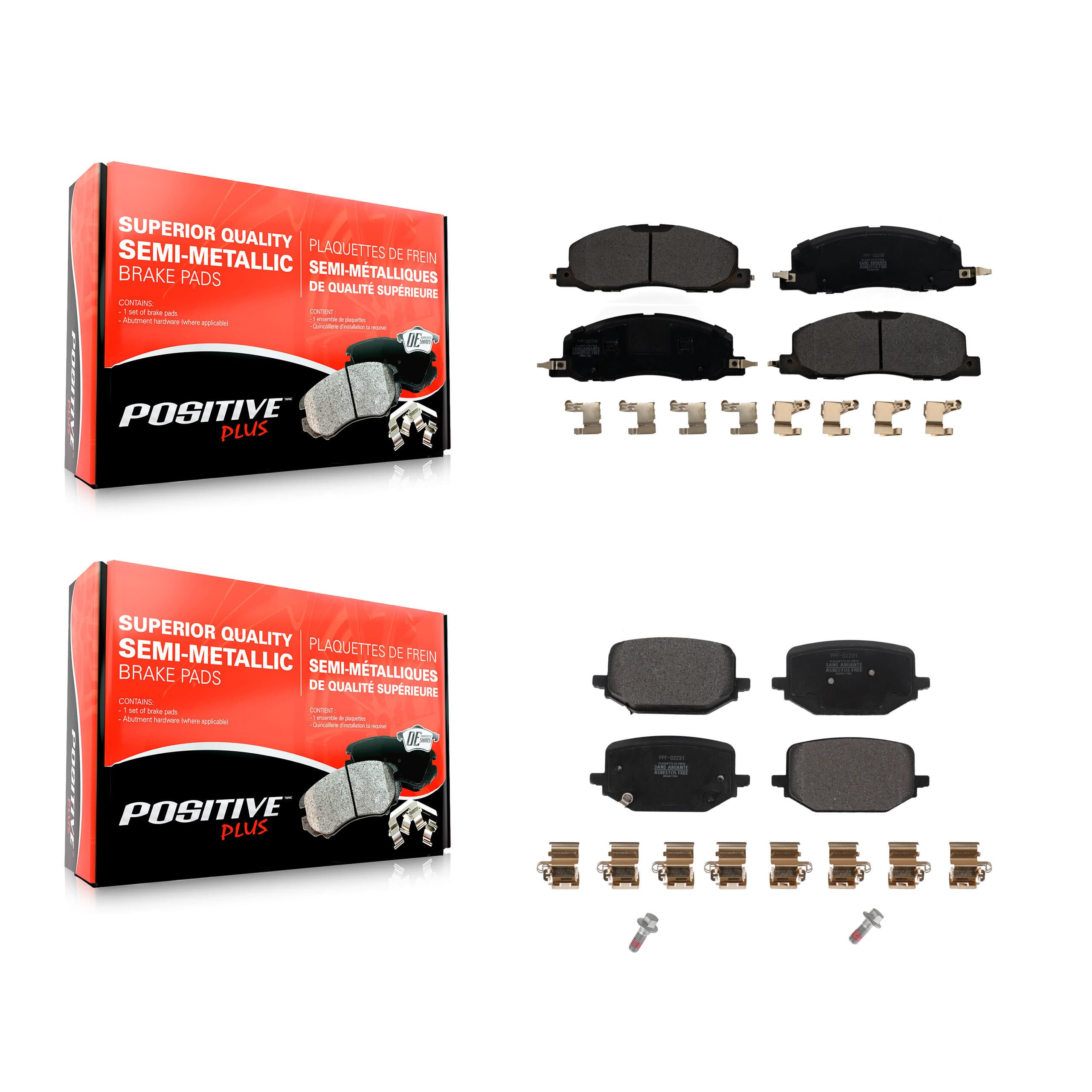 Positive Plus - KPF-100662 - Front and Rear Disc Brake Pad Kits image 1