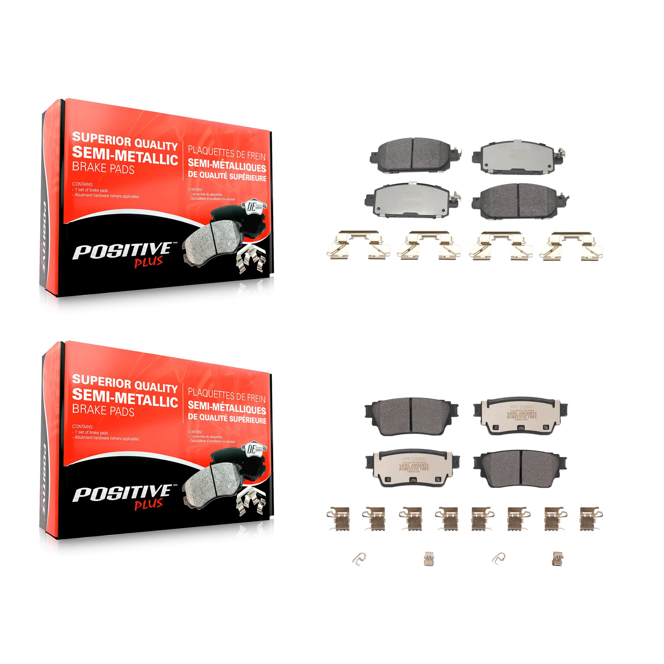 Positive Plus - KPF-100712 - Front and Rear Disc Brake Pad Kits image 1