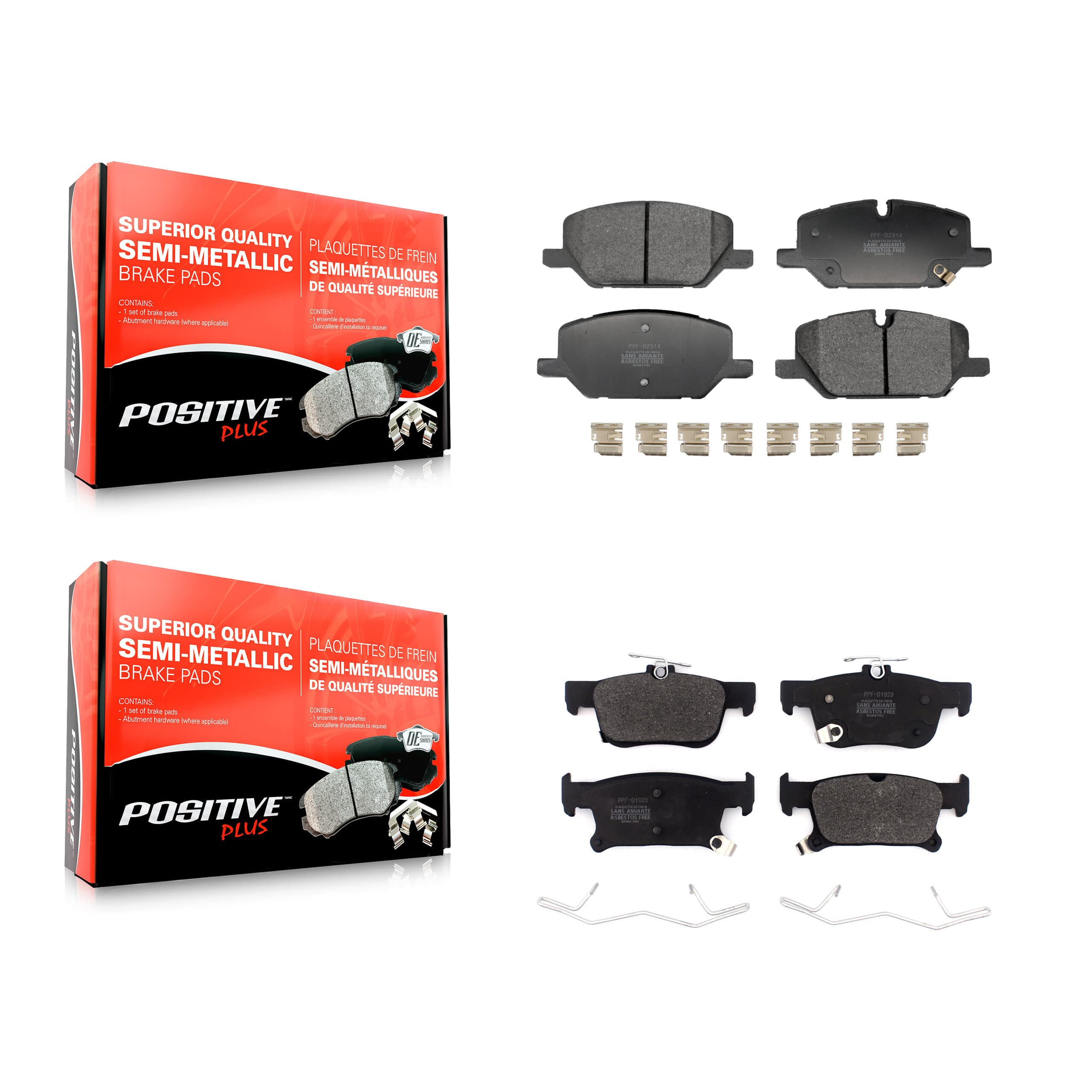 Positive Plus - KPF-100786 - Front and Rear Disc Brake Pad Kits image 1