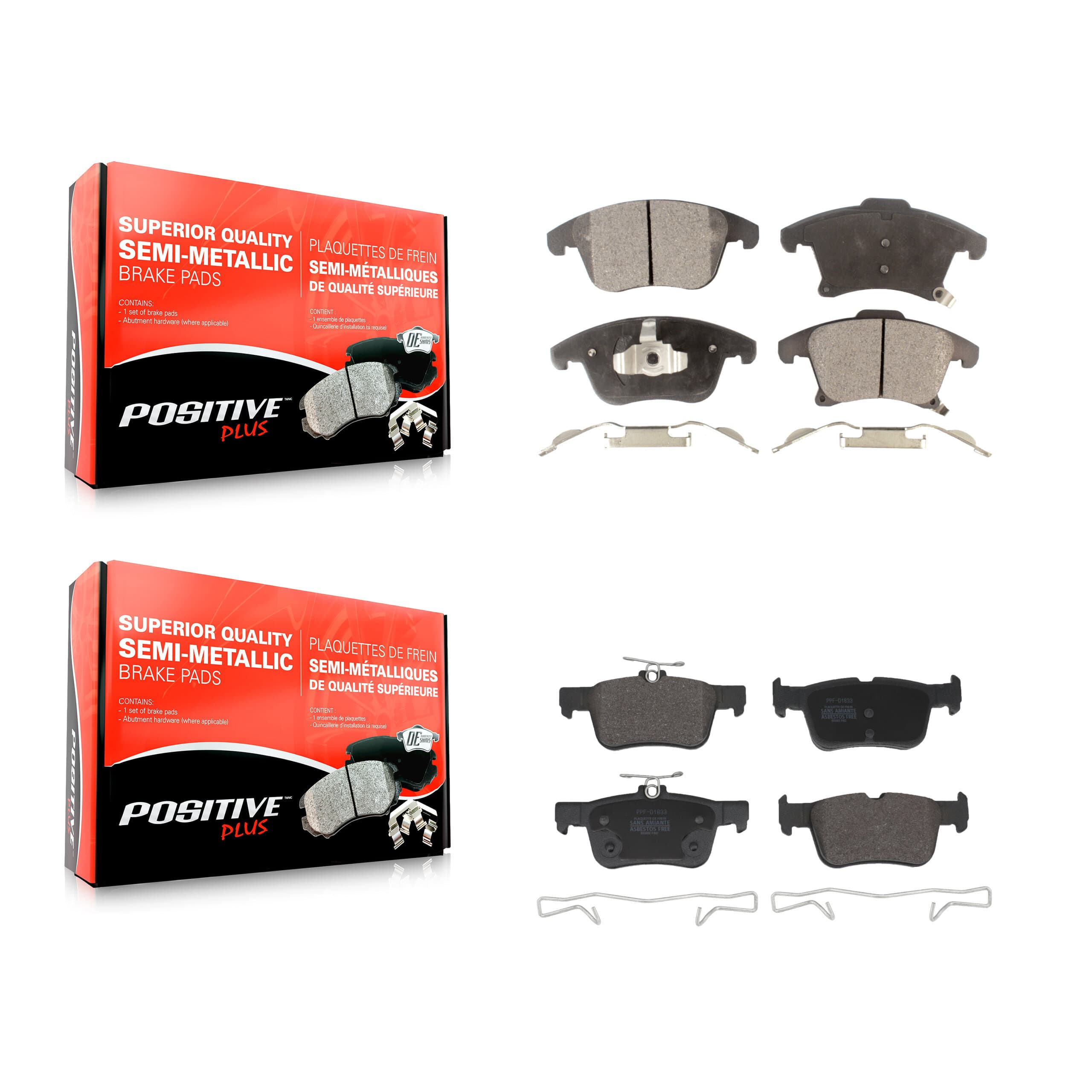 Positive Plus - KPF-100847 - Front and Rear Disc Brake Pad Kits image 1