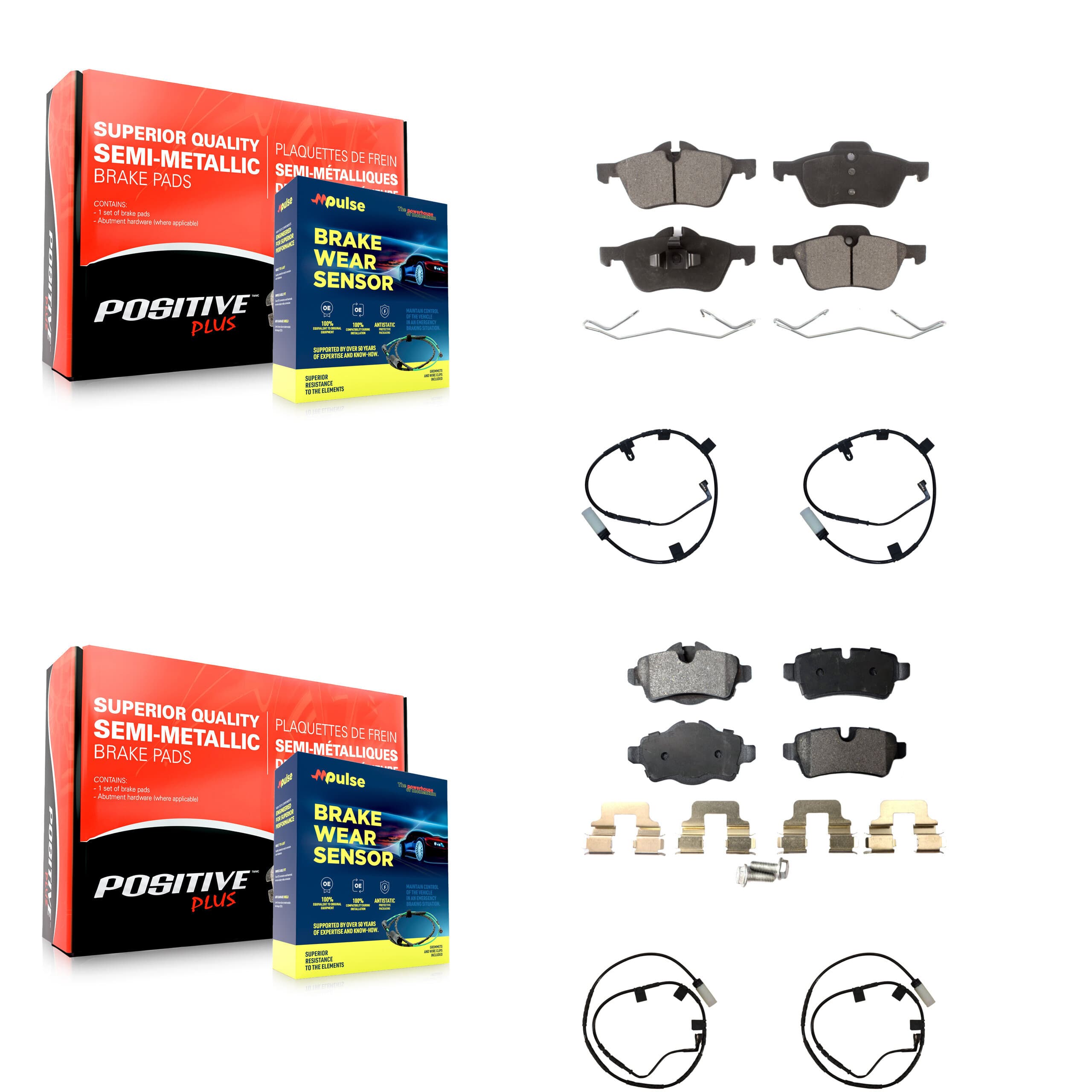 Positive Plus - KPW-100225 - Front and Rear Disc Brake Pad Kits image 1