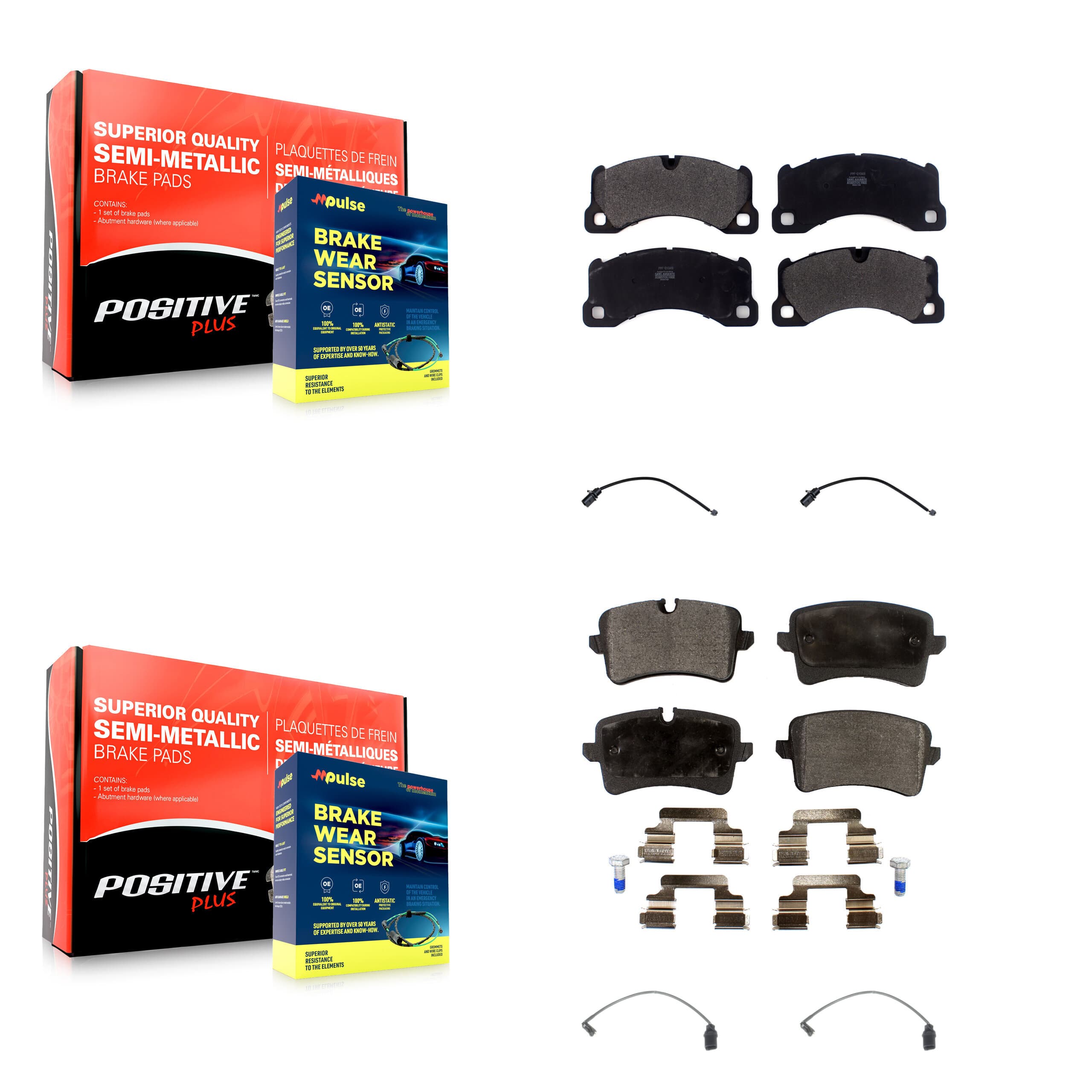 Positive Plus - KPW-100232 - Front and Rear Disc Brake Pad Kits image 1