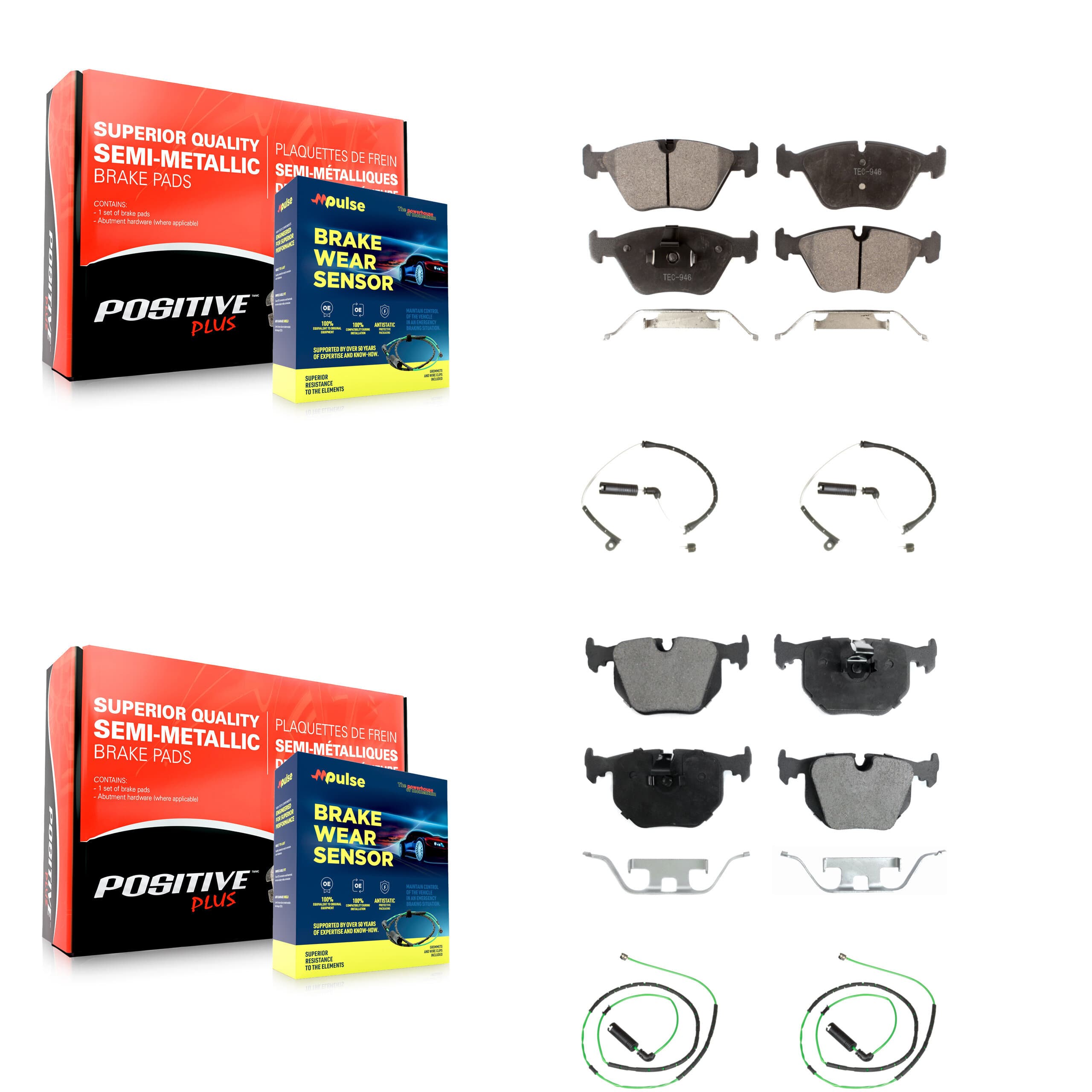 Positive Plus - KPW-100243 - Front and Rear Disc Brake Pad Kits image 1