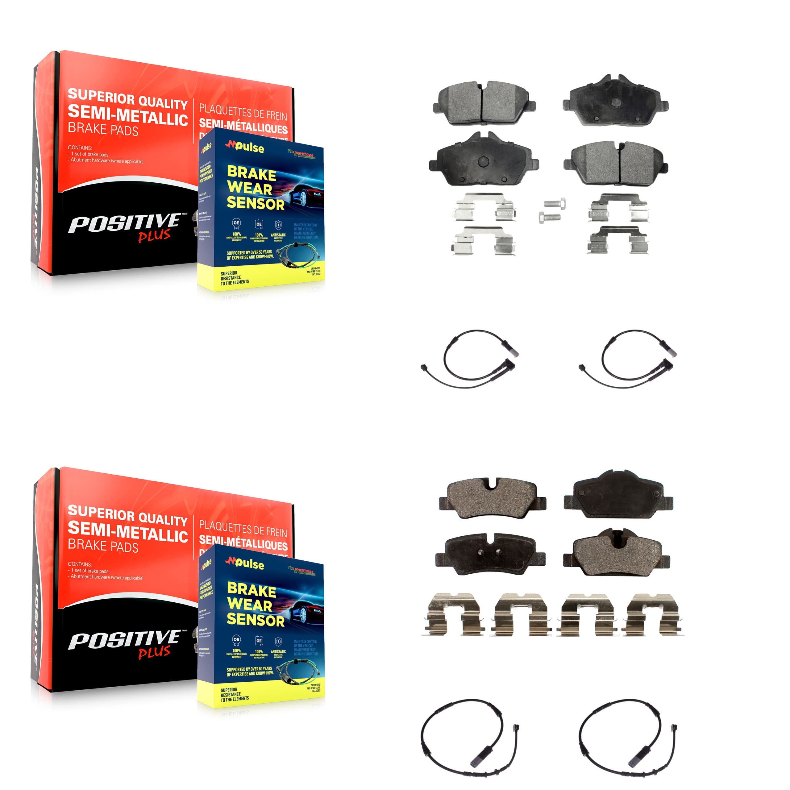 Positive Plus - KPW-100250 - Front and Rear Disc Brake Pad Kits image 1
