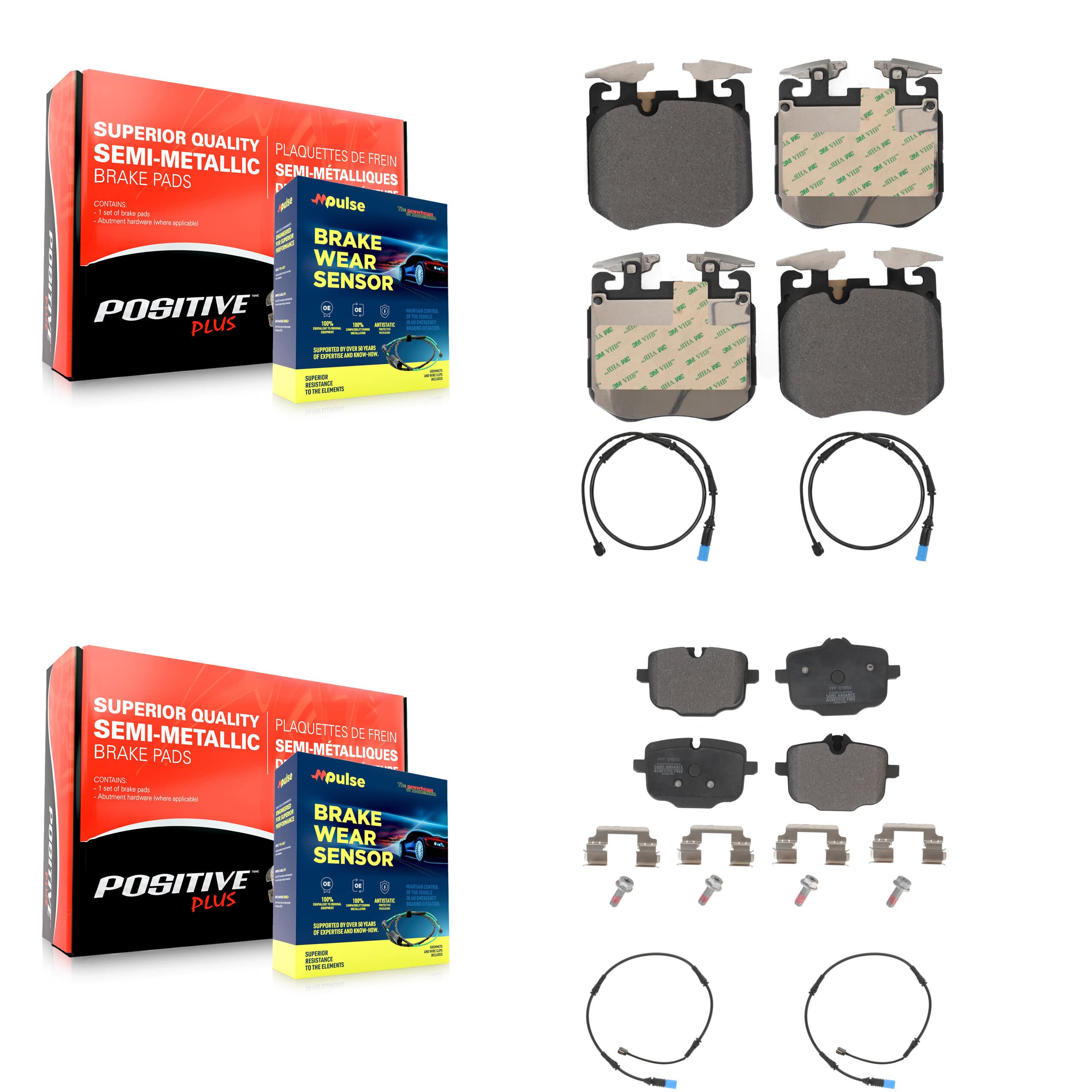 Positive Plus - KPW-100261 - Front and Rear Disc Brake Pad Kits image 1
