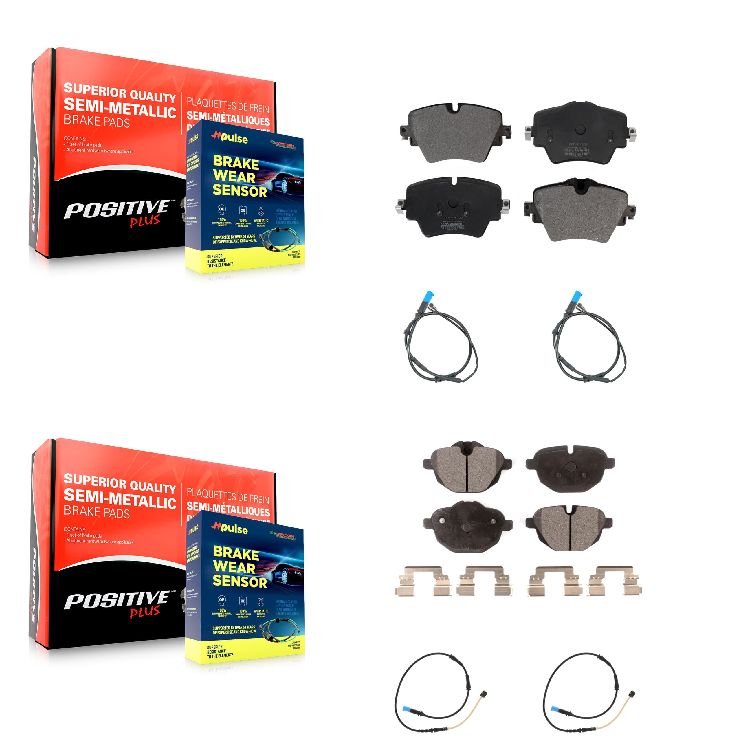 Positive Plus - KPW-100264 - Front and Rear Disc Brake Pad Kits image 1