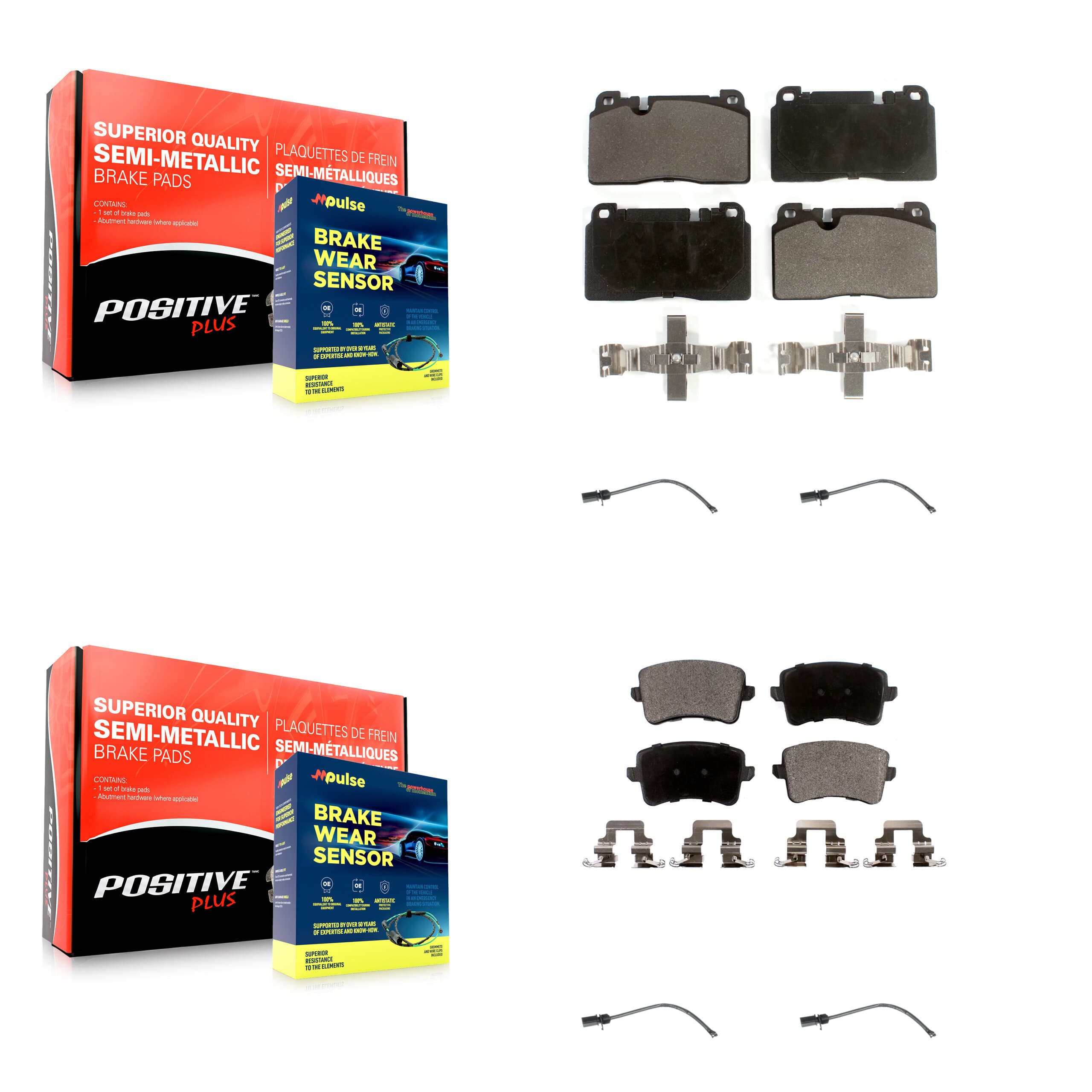 Positive Plus - KPW-100280 - Front and Rear Disc Brake Pad Kits image 1