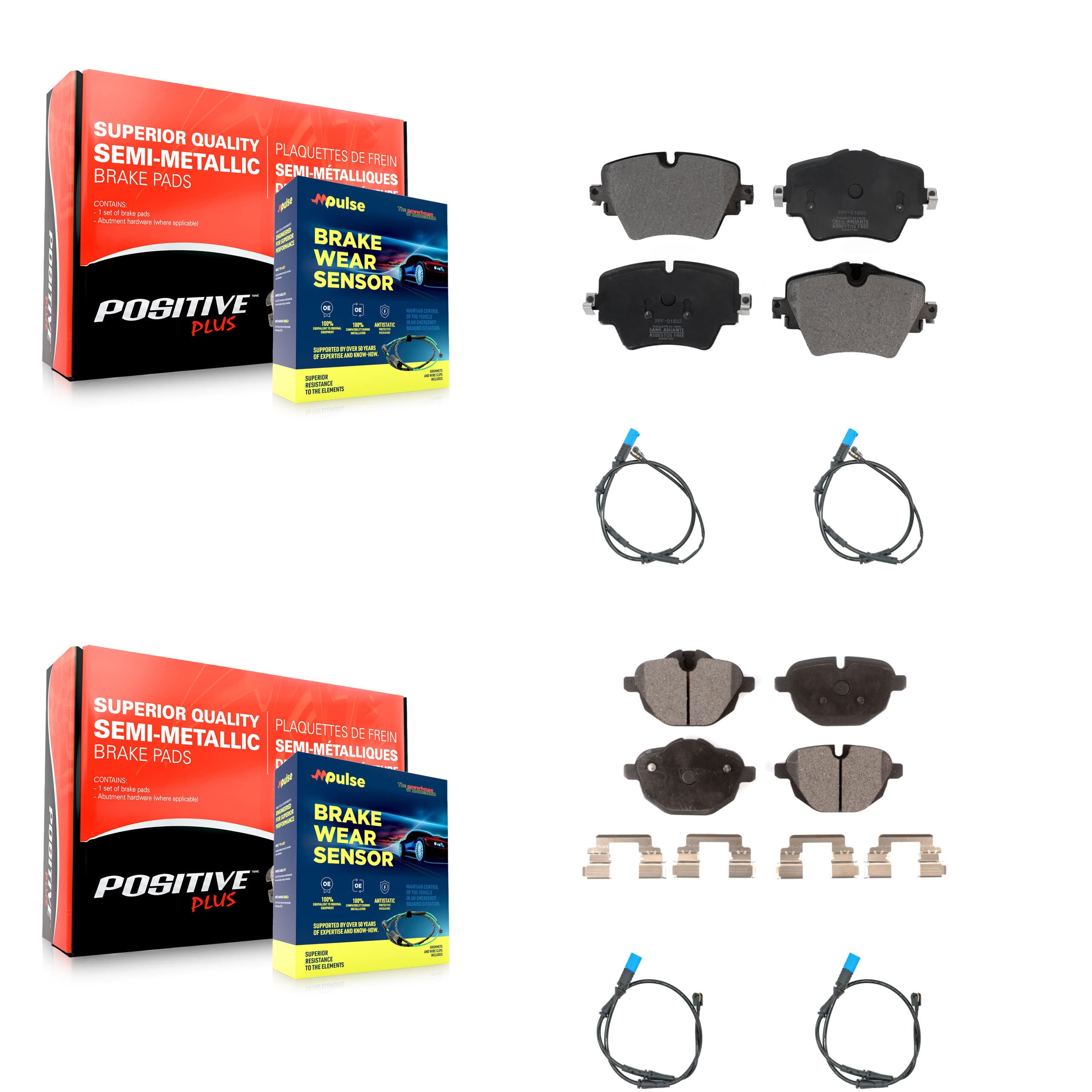 Positive Plus - KPW-100283 - Front and Rear Disc Brake Pad Kits image 1