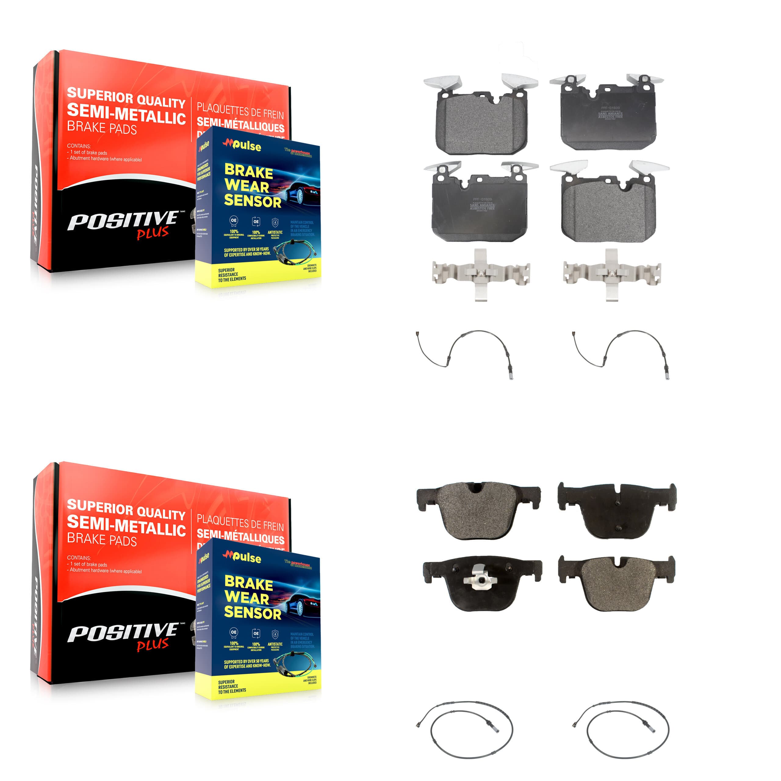 Positive Plus - KPW-100288 - Front and Rear Disc Brake Pad Kits image 1