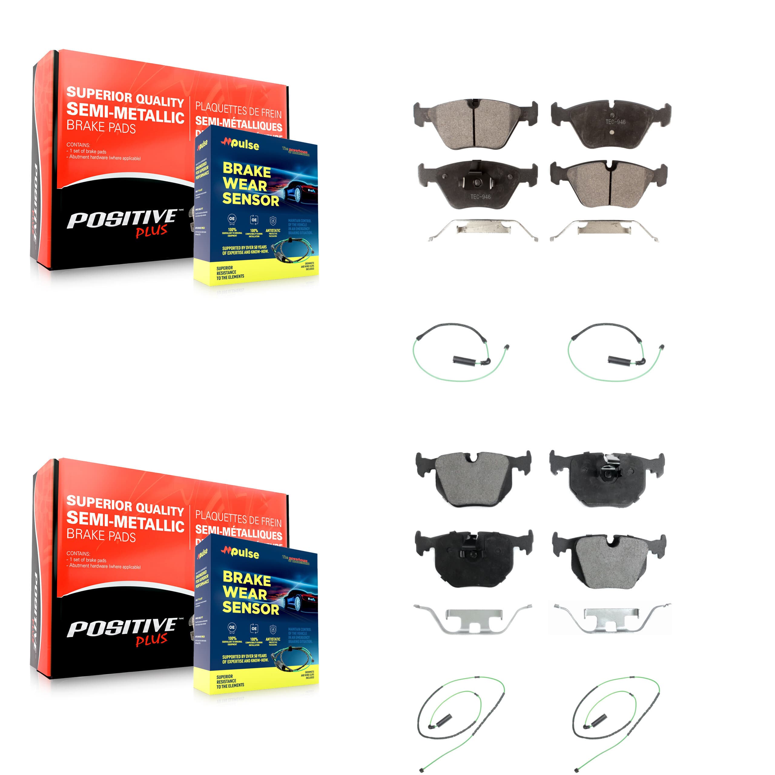 Positive Plus - KPW-100325 - Front and Rear Disc Brake Pad Kits image 1