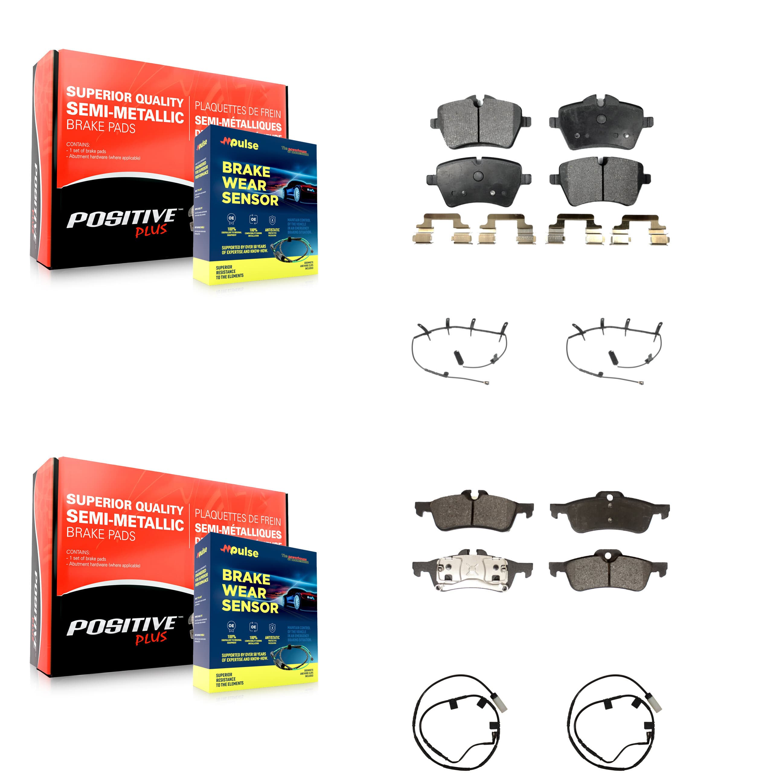 Positive Plus - KPW-100327 - Front and Rear Disc Brake Pad Kits image 1