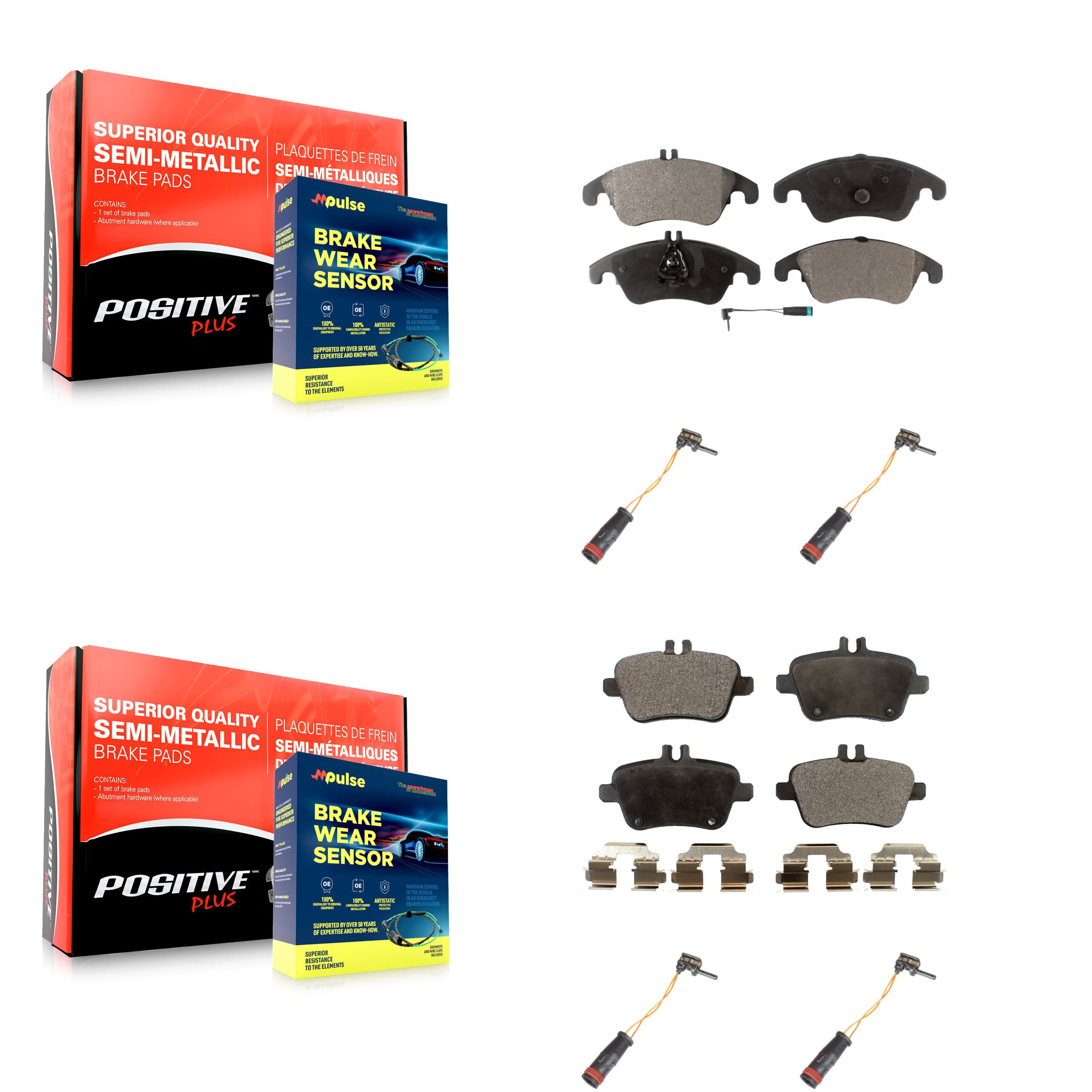Positive Plus - KPW-100350 - Front and Rear Disc Brake Pad Kits image 1