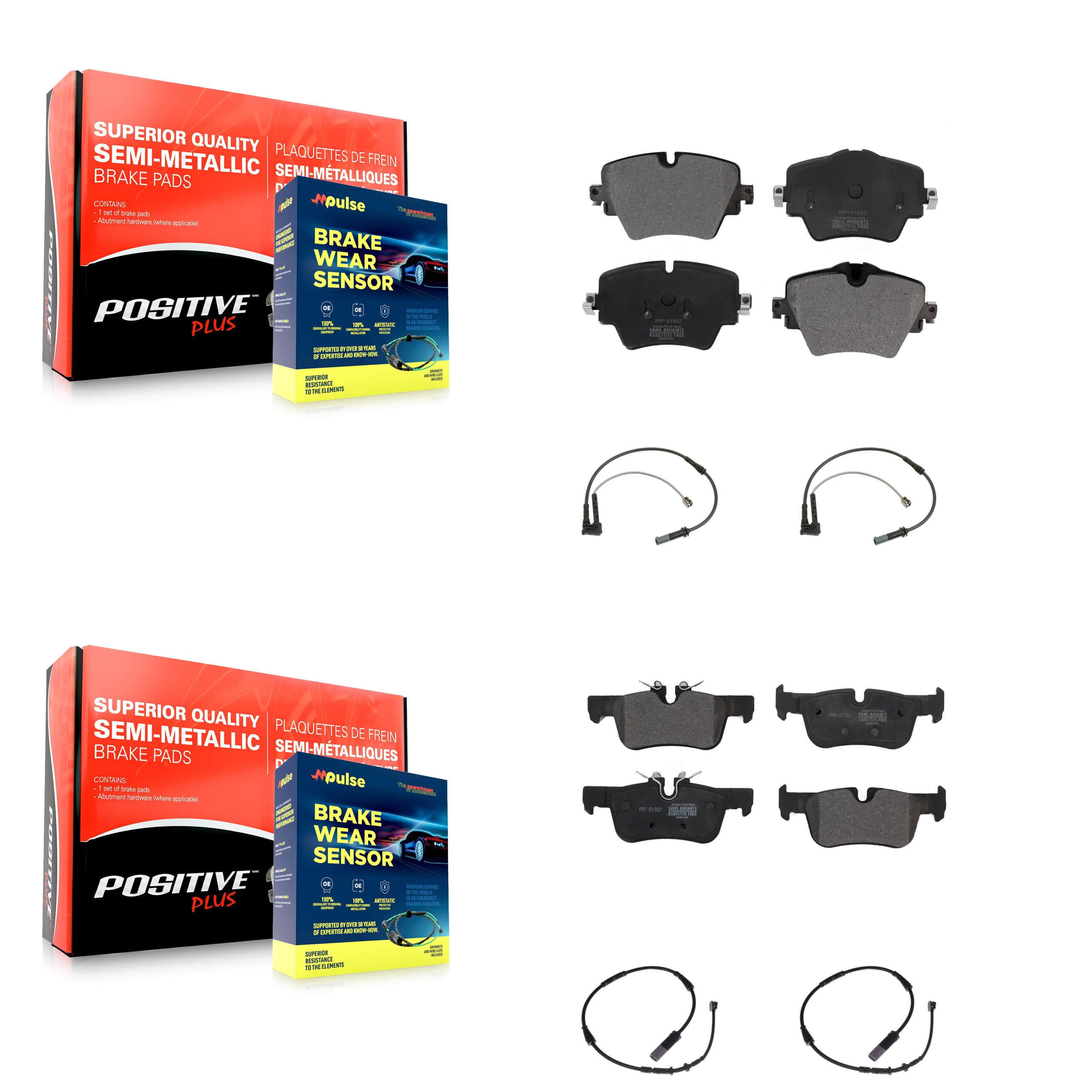 Positive Plus - KPW-100383 - Front and Rear Disc Brake Pad Kits image 1