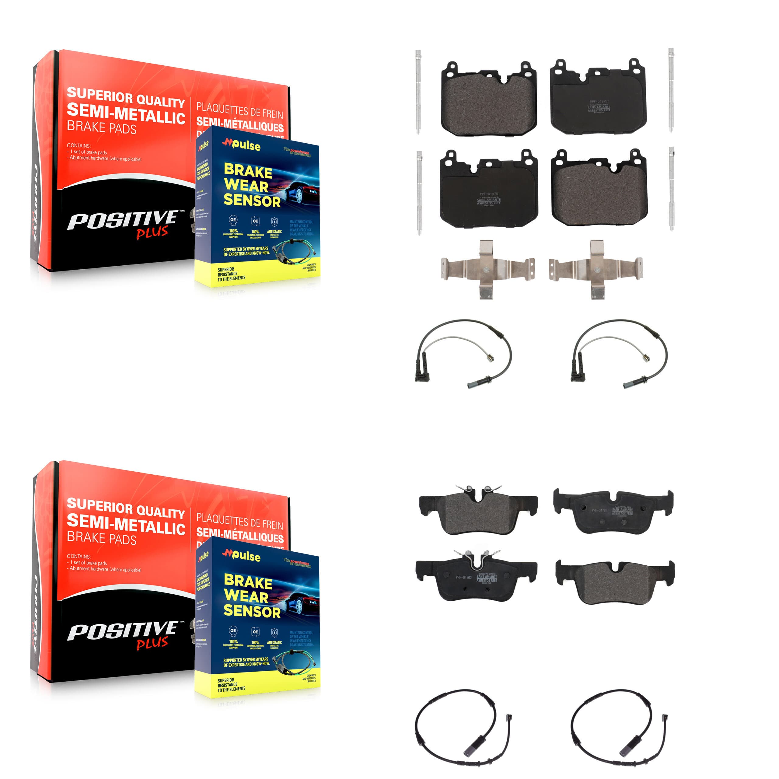 Positive Plus - KPW-100384 - Front and Rear Disc Brake Pad Kits image 1