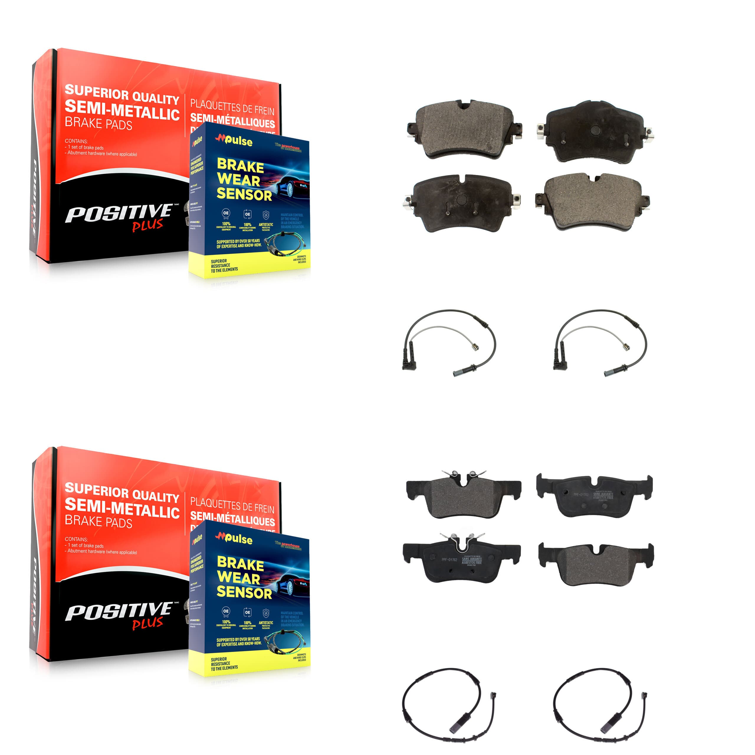 Positive Plus - KPW-100385 - Front and Rear Disc Brake Pad Kits image 1