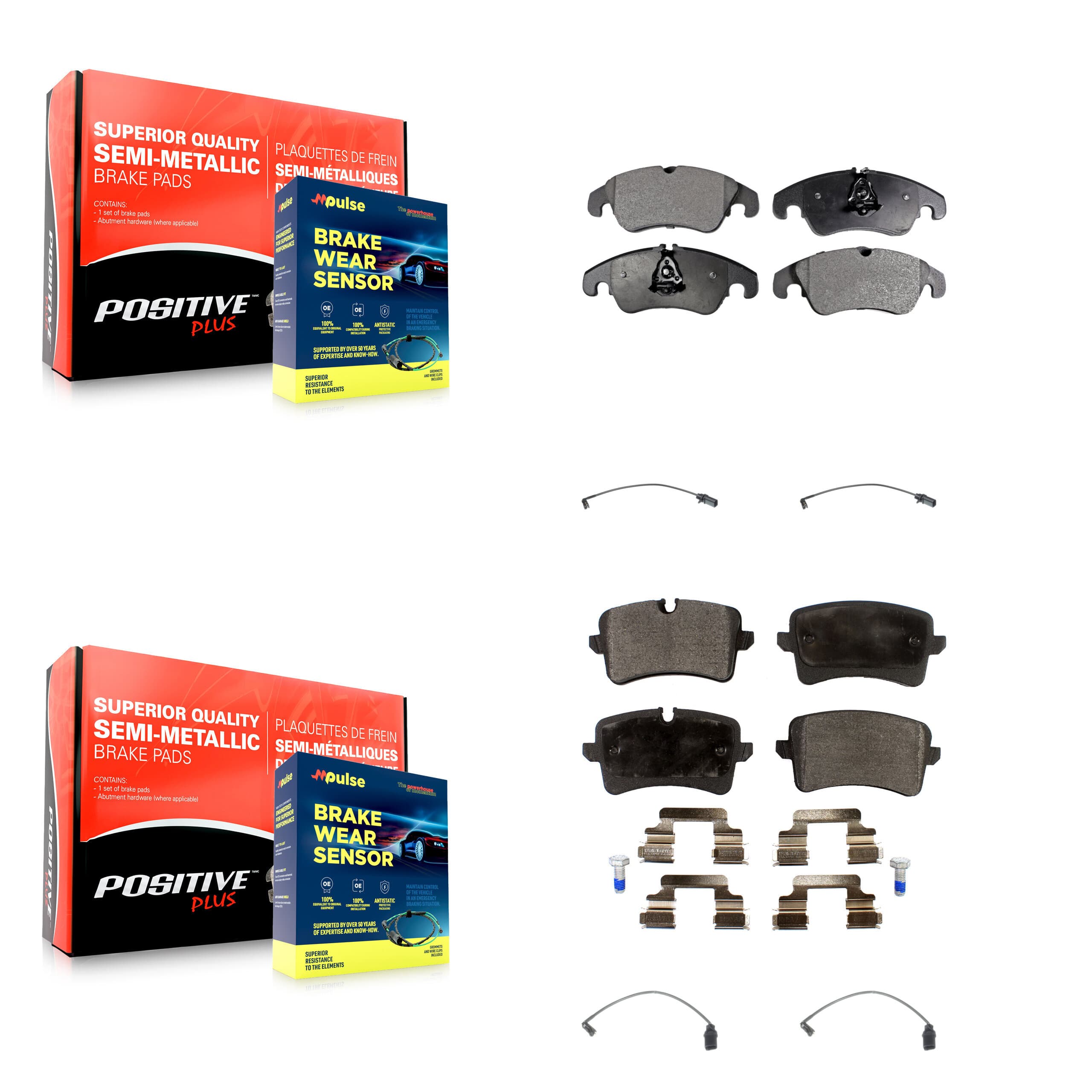 Positive Plus - KPW-100409 - Front and Rear Disc Brake Pad Kits image 1