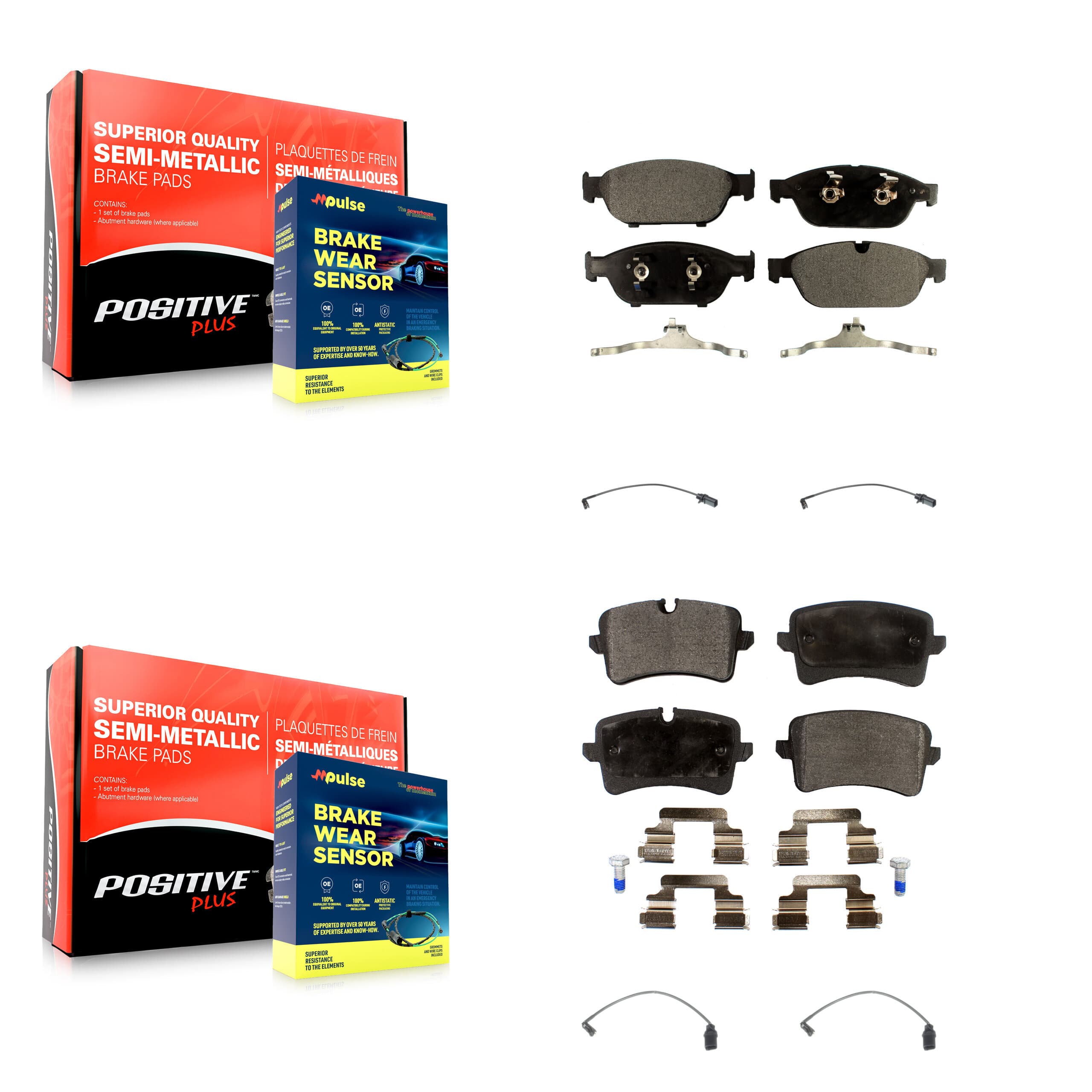 Positive Plus - KPW-100410 - Front and Rear Disc Brake Pad Kits image 1
