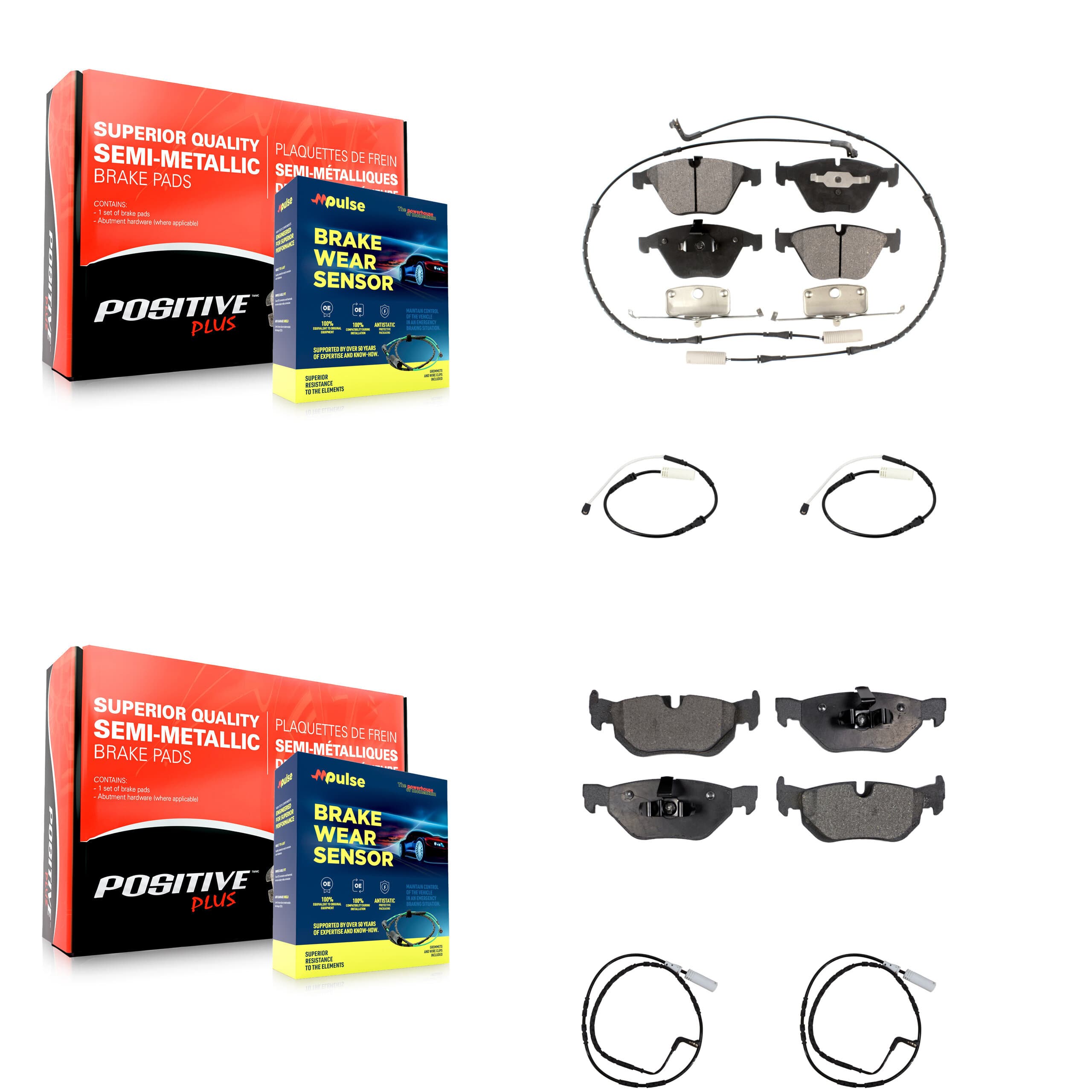 Positive Plus - KPW-101256 - Front and Rear Disc Brake Pad Kits image 1