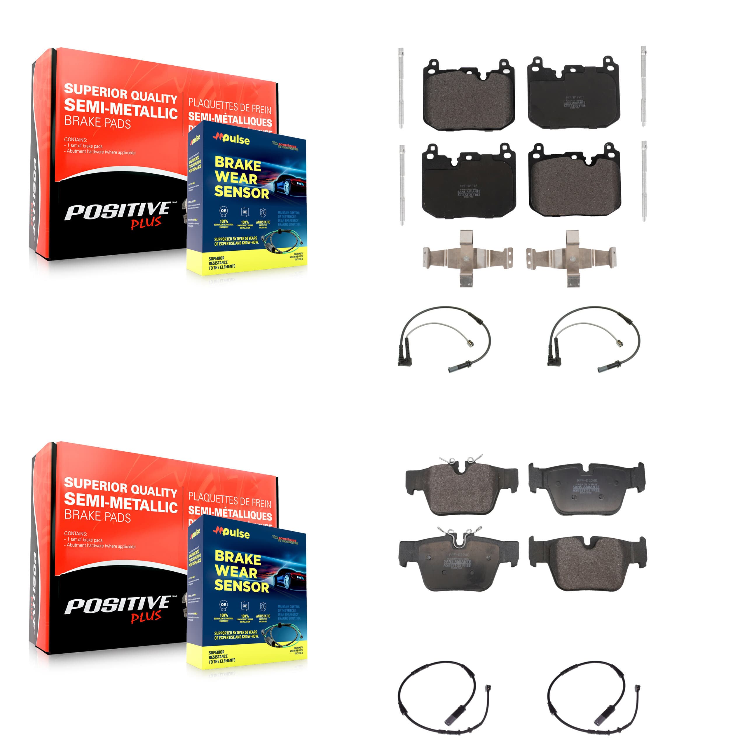 Positive Plus - KPW-101509 - Front and Rear Disc Brake Pad Kits image 1