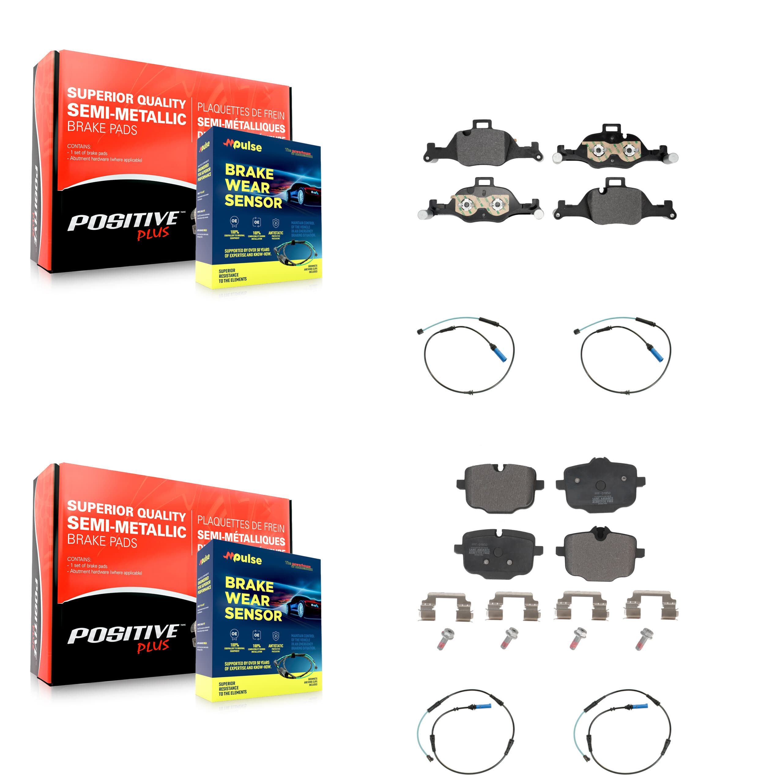 Positive Plus - KPW-101513 - Front and Rear Disc Brake Pad Kits image 1