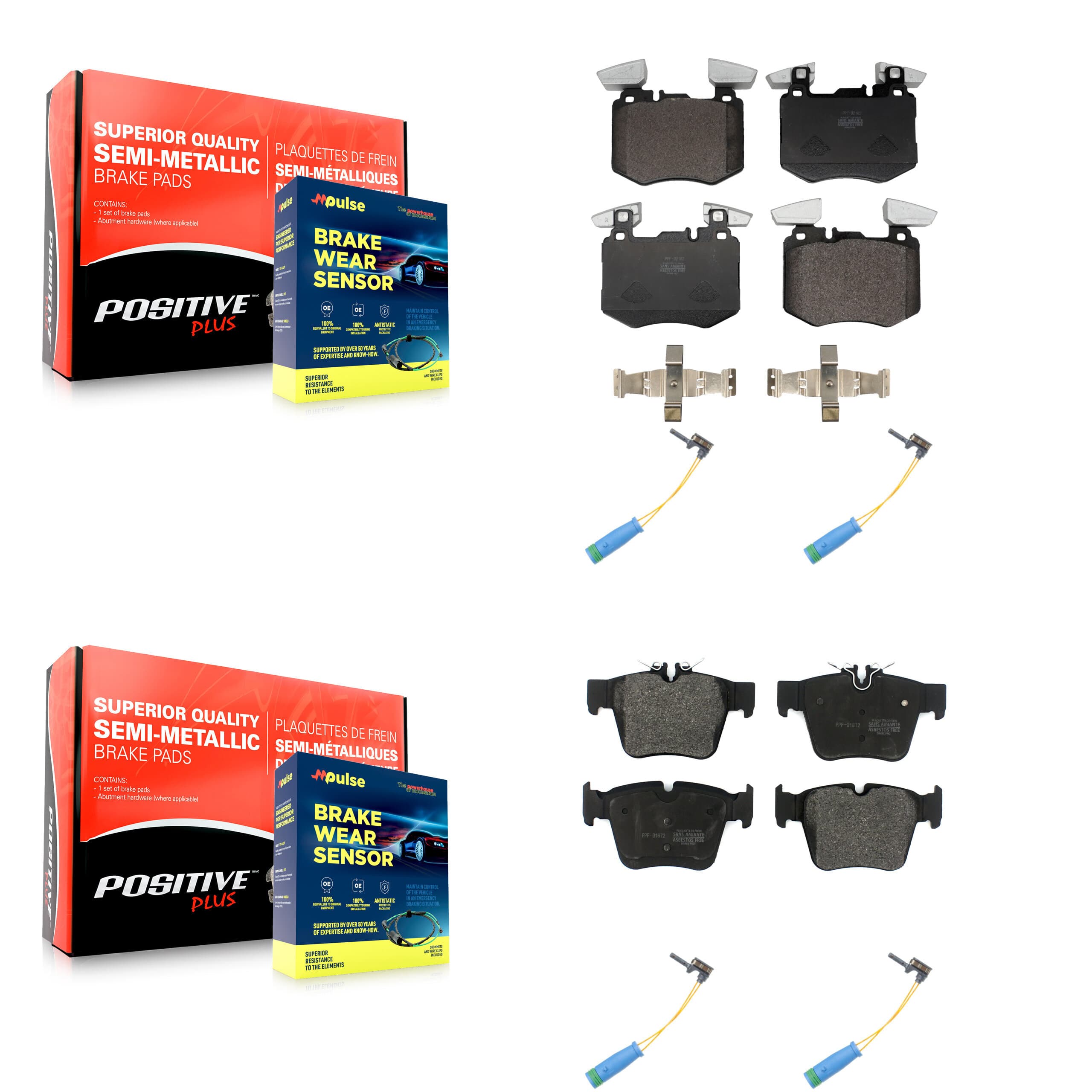 Positive Plus - KPW-101515 - Front and Rear Disc Brake Pad Kits image 1