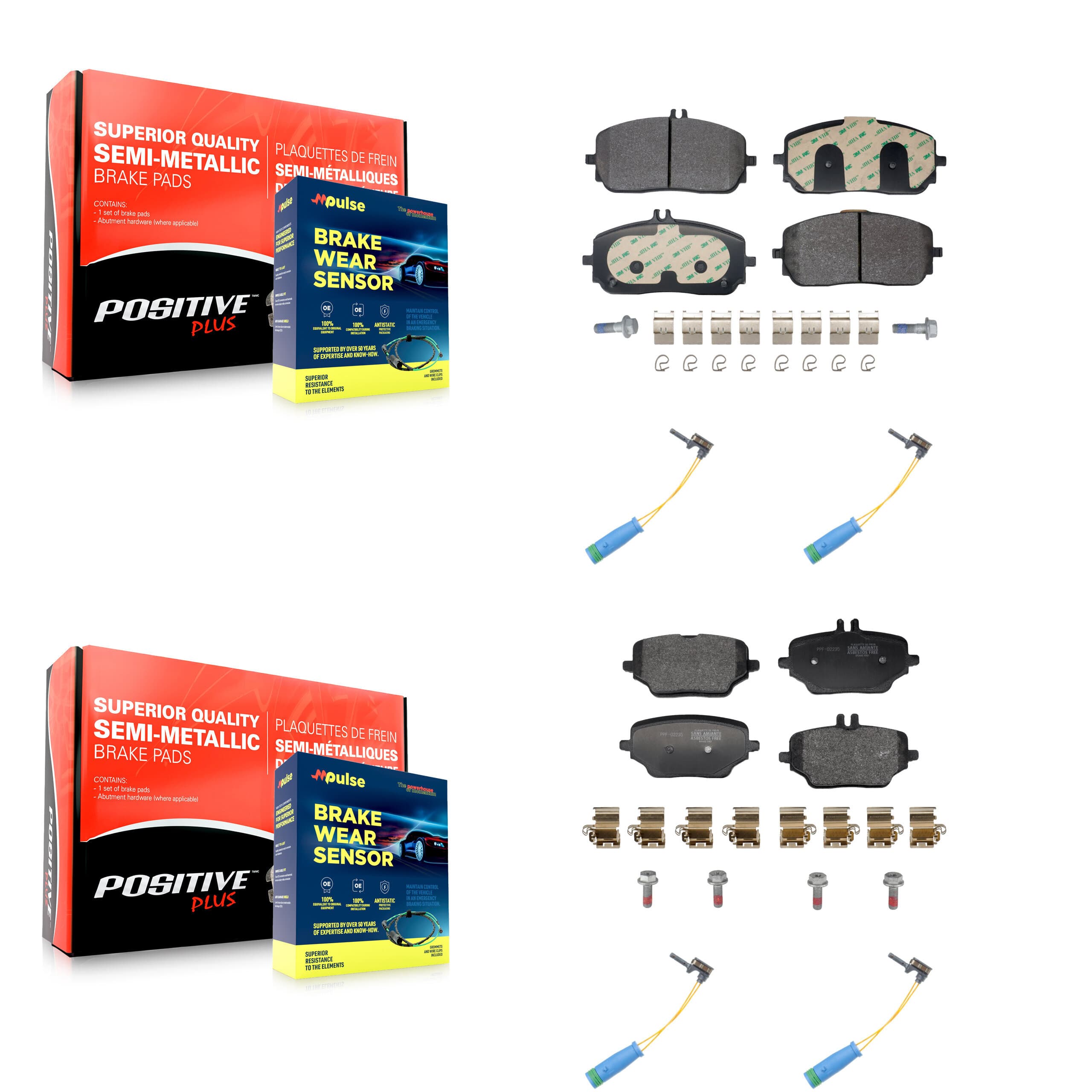 Positive Plus - KPW-101519 - Front and Rear Disc Brake Pad Kits image 1