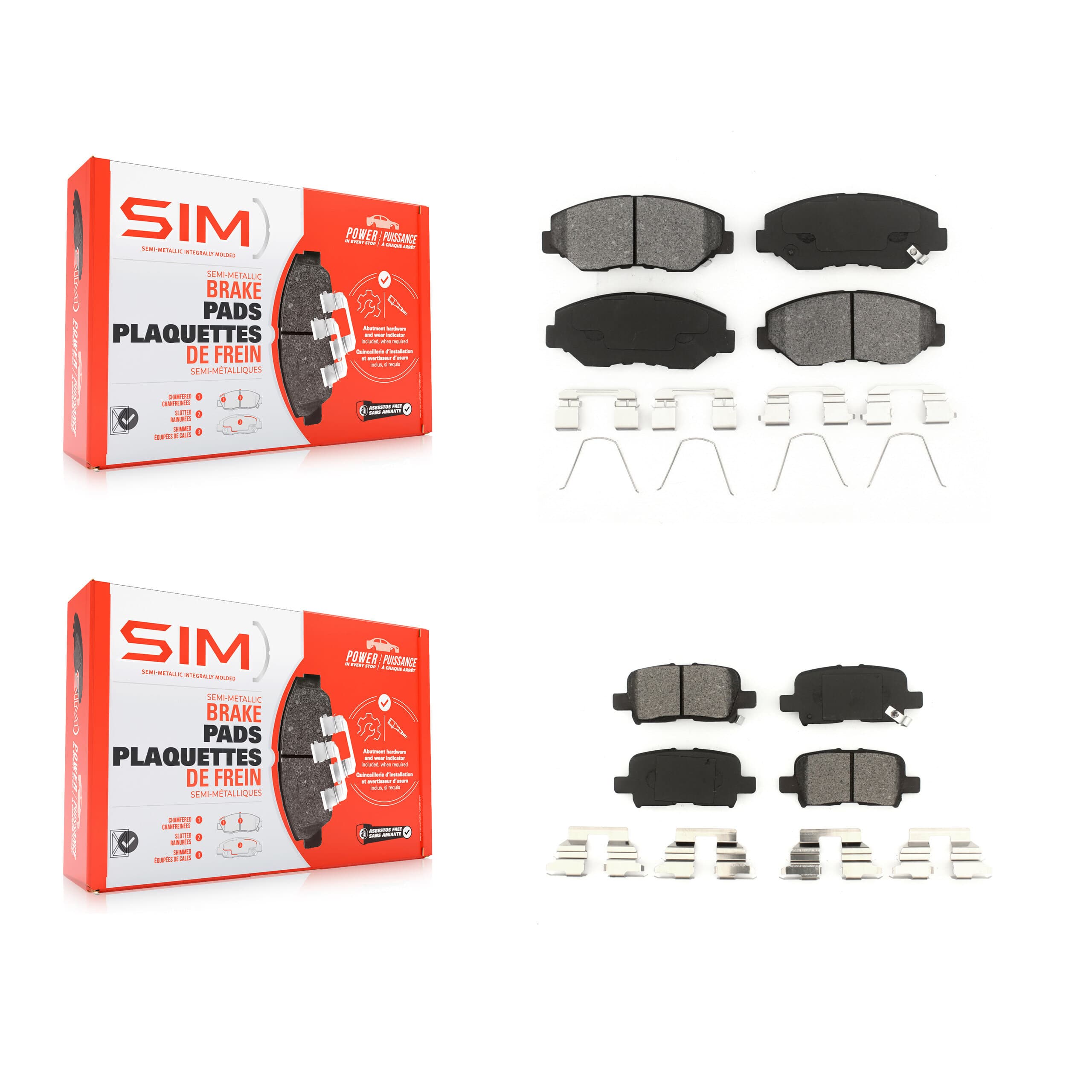 SIM - KSM-100409 - Front and Rear Disc Brake Pad Kits image 1