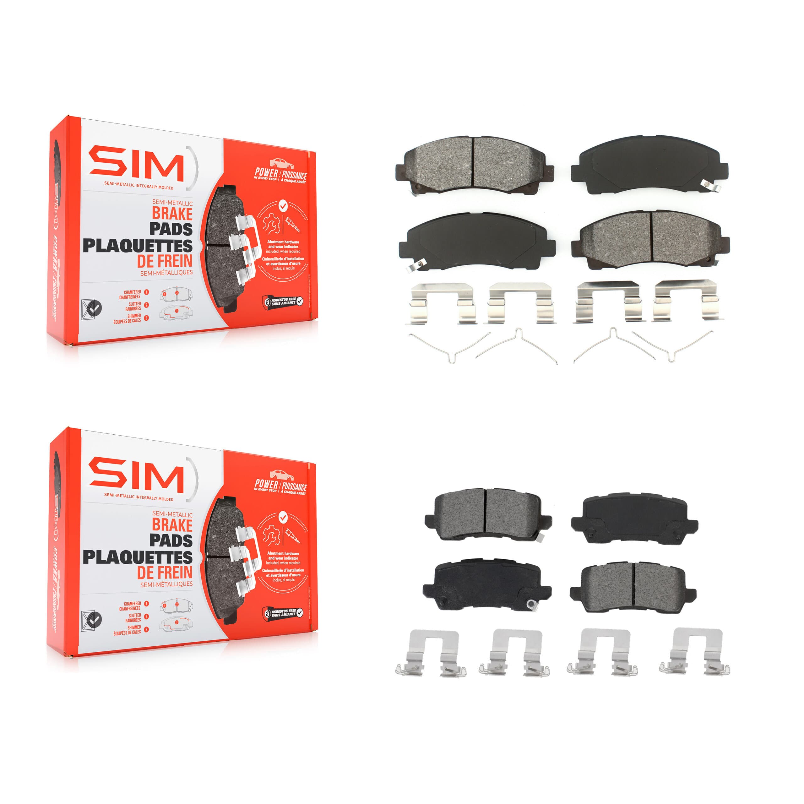 SIM - KSM-100508 - Front and Rear Disc Brake Pad Kits image 1