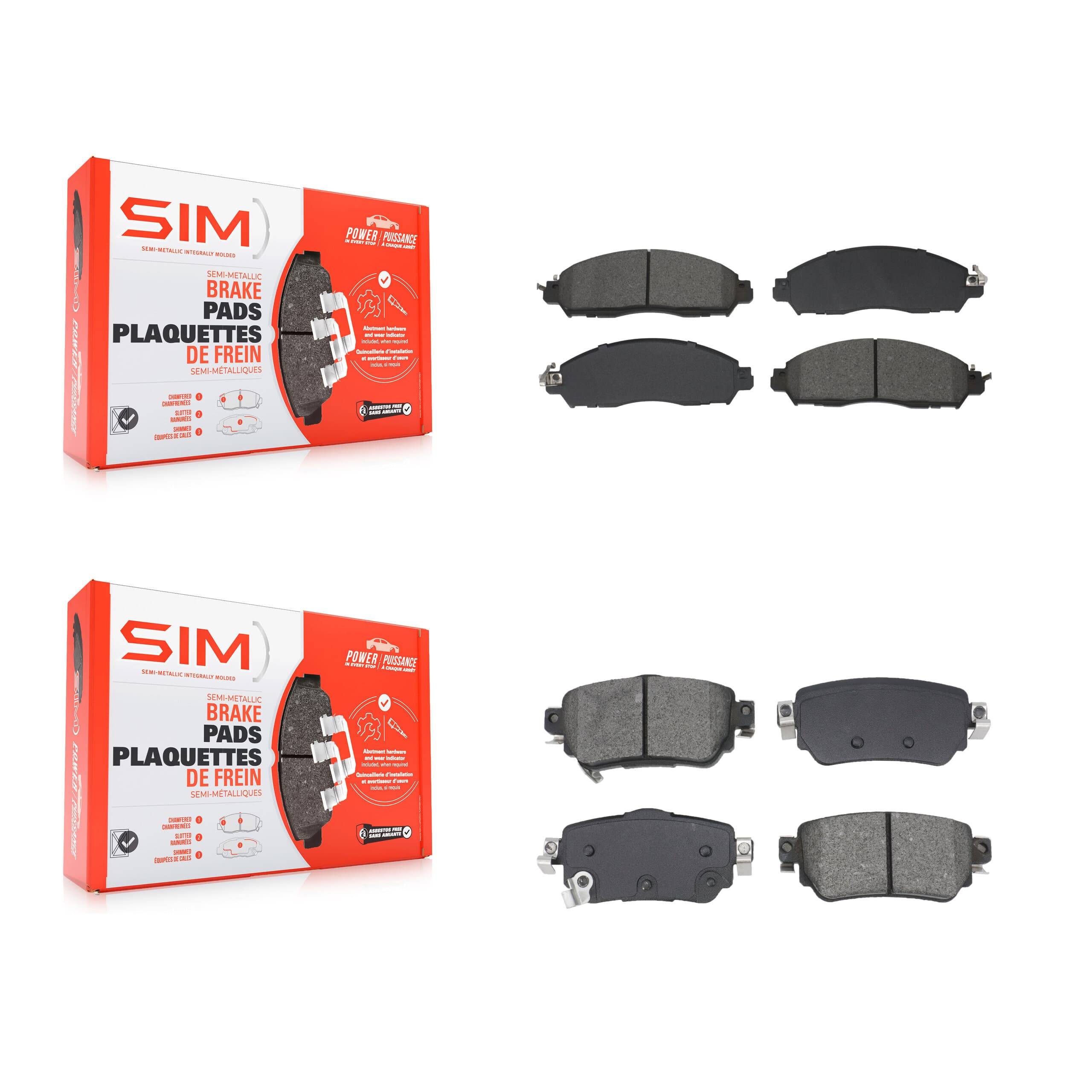 SIM - KSM-100612 - Front and Rear Disc Brake Pad Kits image 1