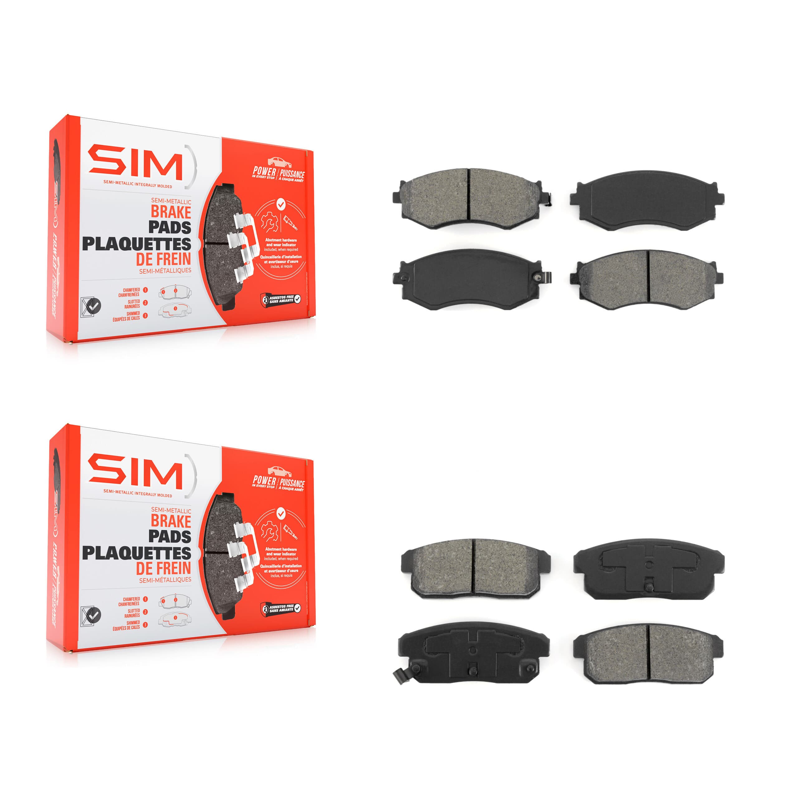 SIM - KSM-100708 - Front and Rear Disc Brake Pad Kits image 1