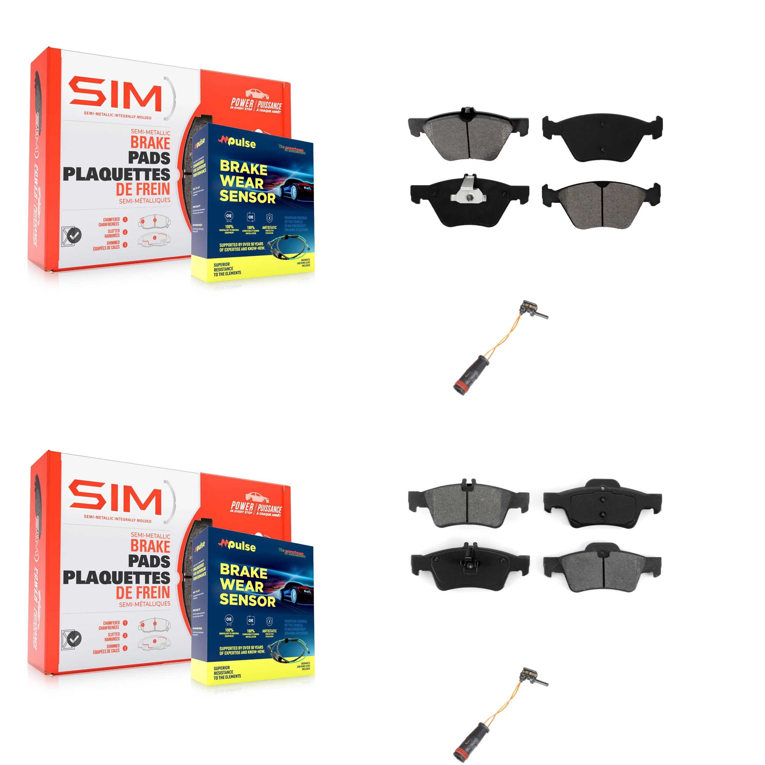 SIM - KSW-100018 - Front and Rear Disc Brake Pad Kits image 1
