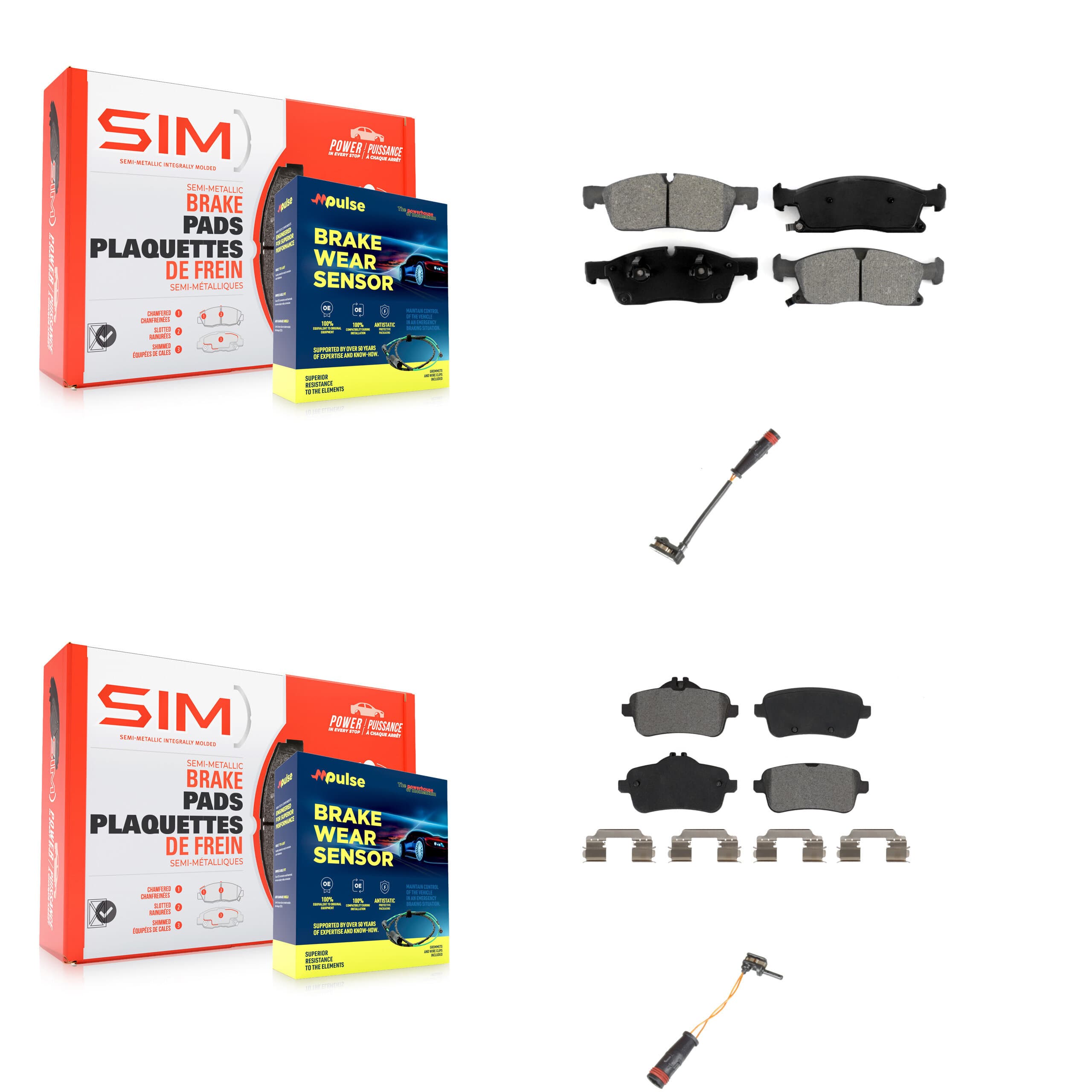 SIM - KSW-100076 - Front and Rear Disc Brake Pad Kits image 1