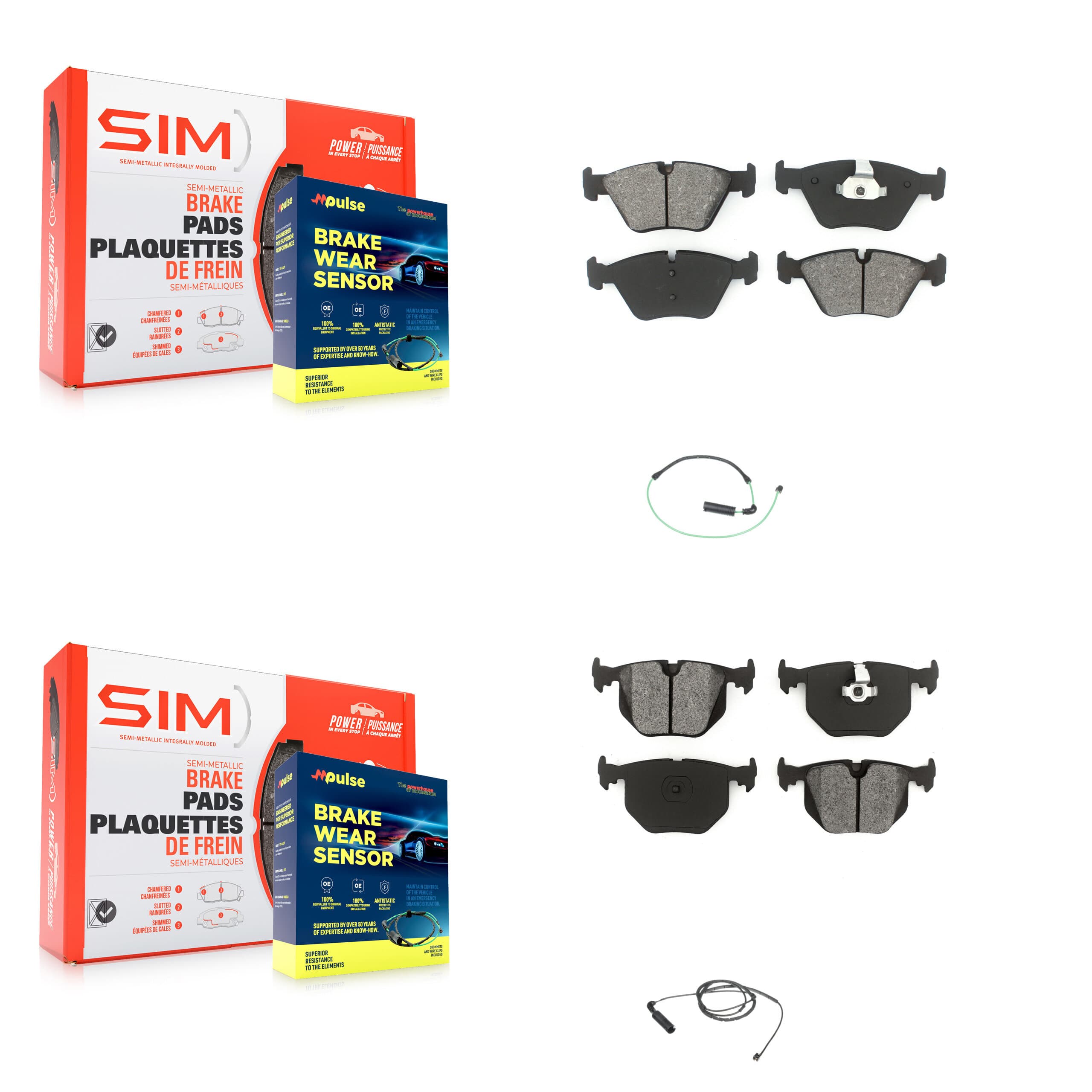 SIM - KSW-100099 - Front and Rear Disc Brake Pad Kits image 1