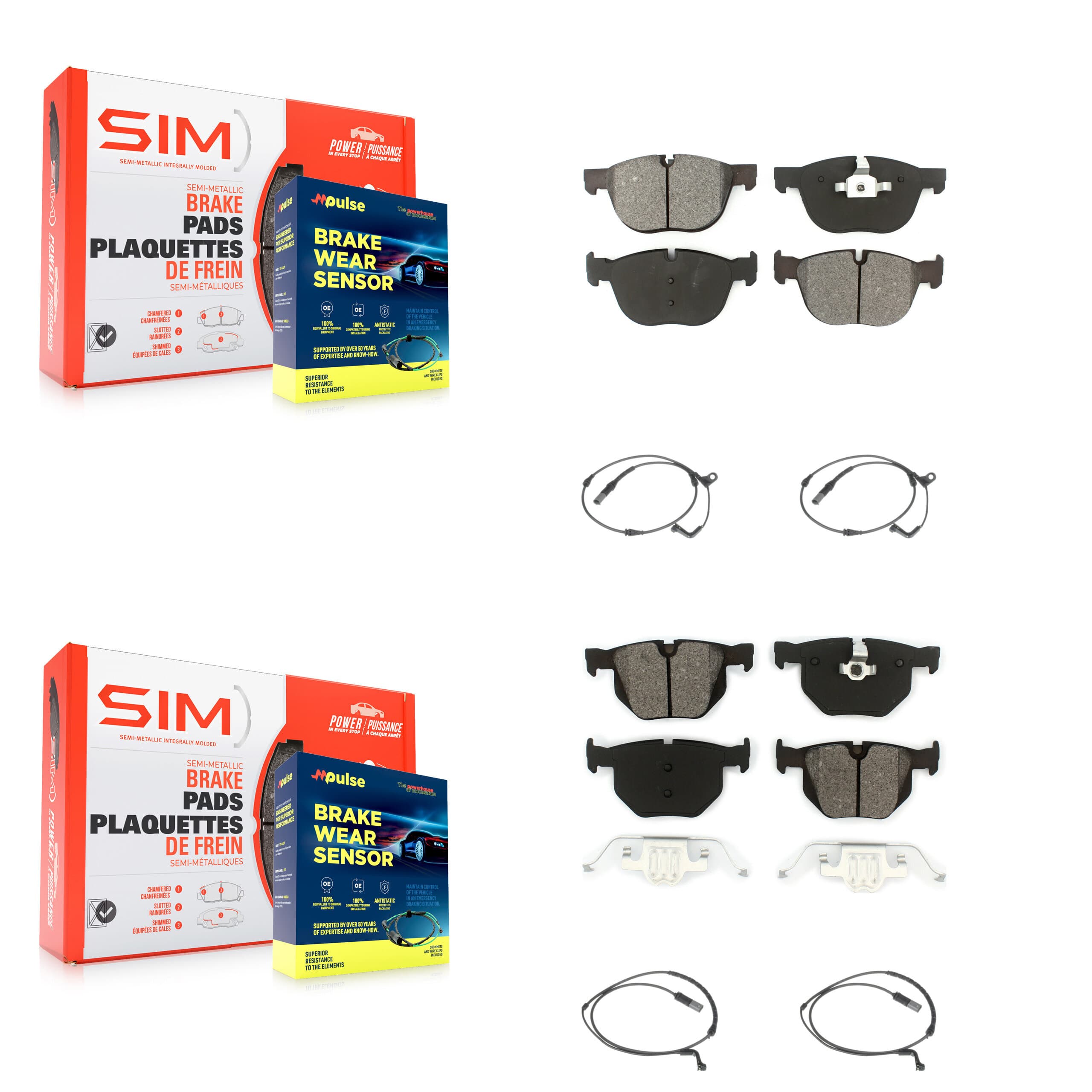 SIM - KSW-100190 - Front and Rear Disc Brake Pad Kits image 1