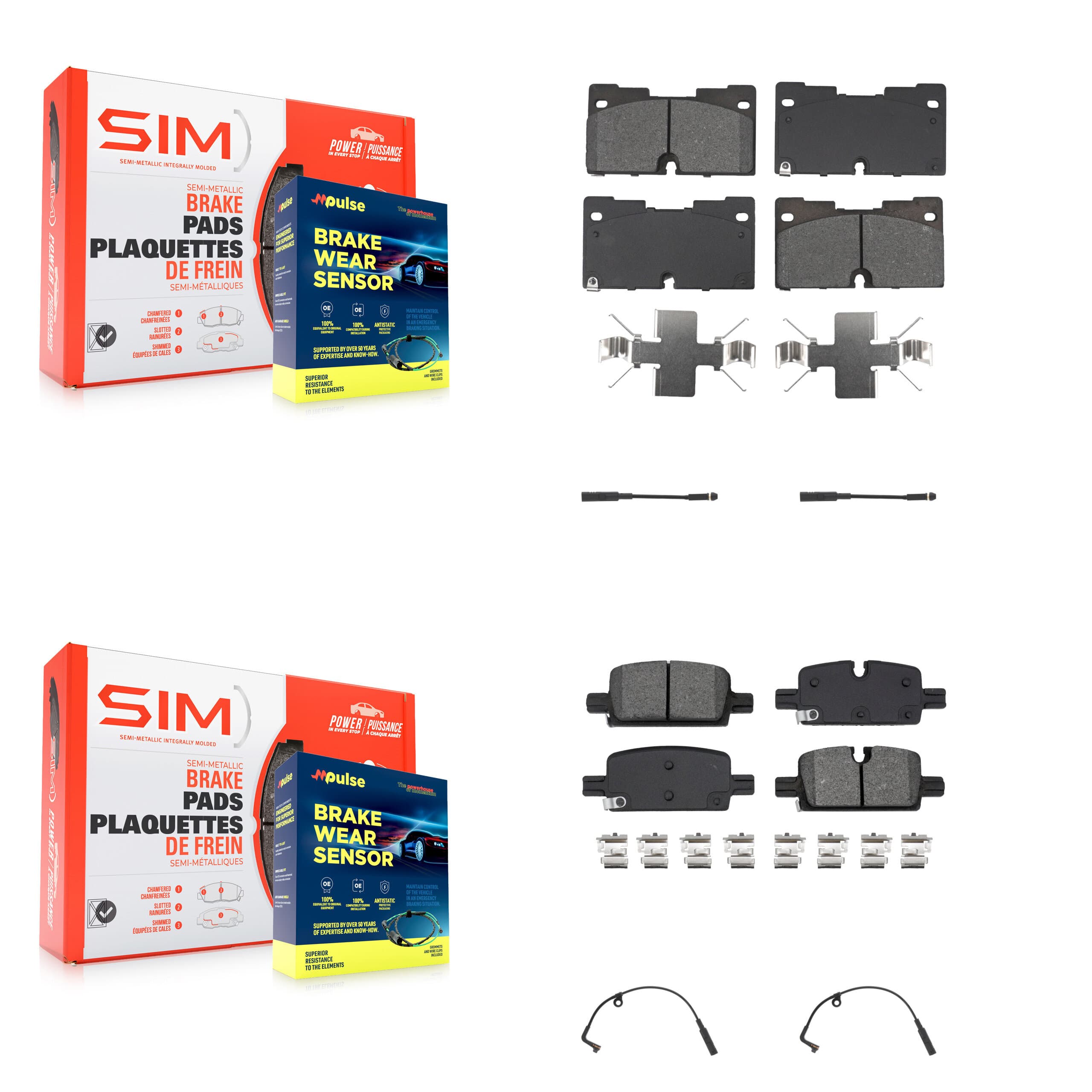 SIM - KSW-100728 - Front and Rear Disc Brake Pad Kits image 1