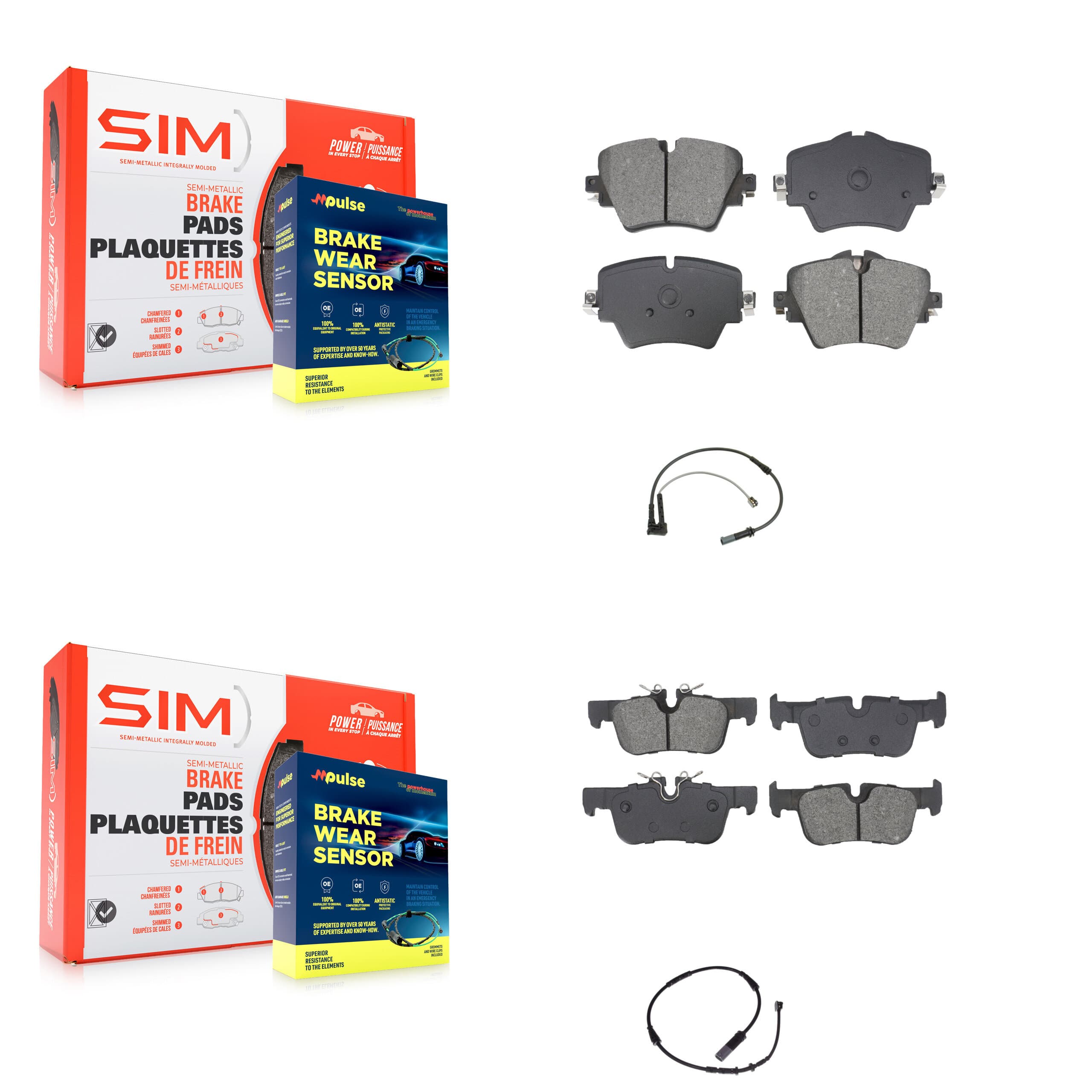 SIM - KSW-100740 - Front and Rear Disc Brake Pad Kits image 1