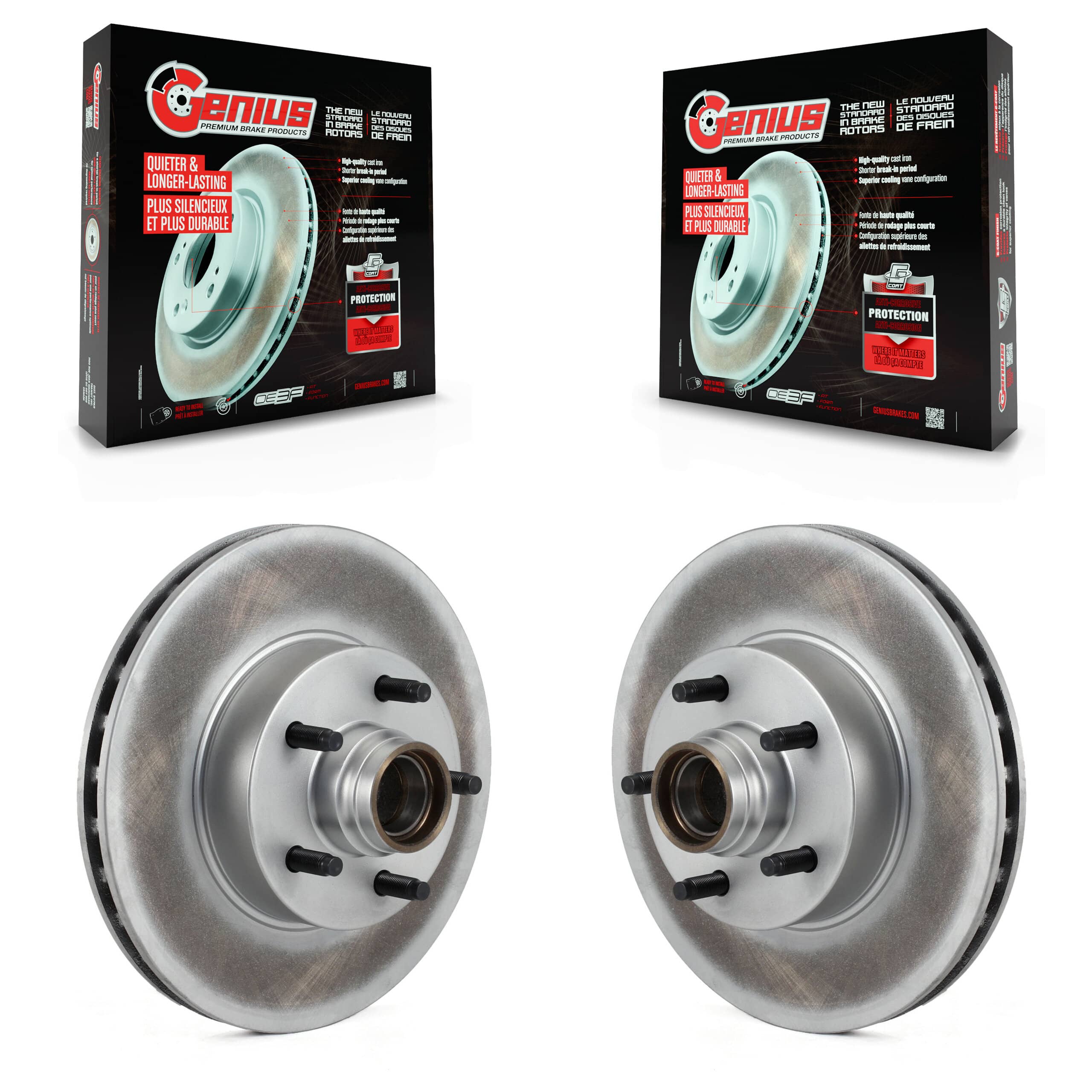 Genius - KG-100010 - Front Disc Brake Rotor and Hub Assembly Kits